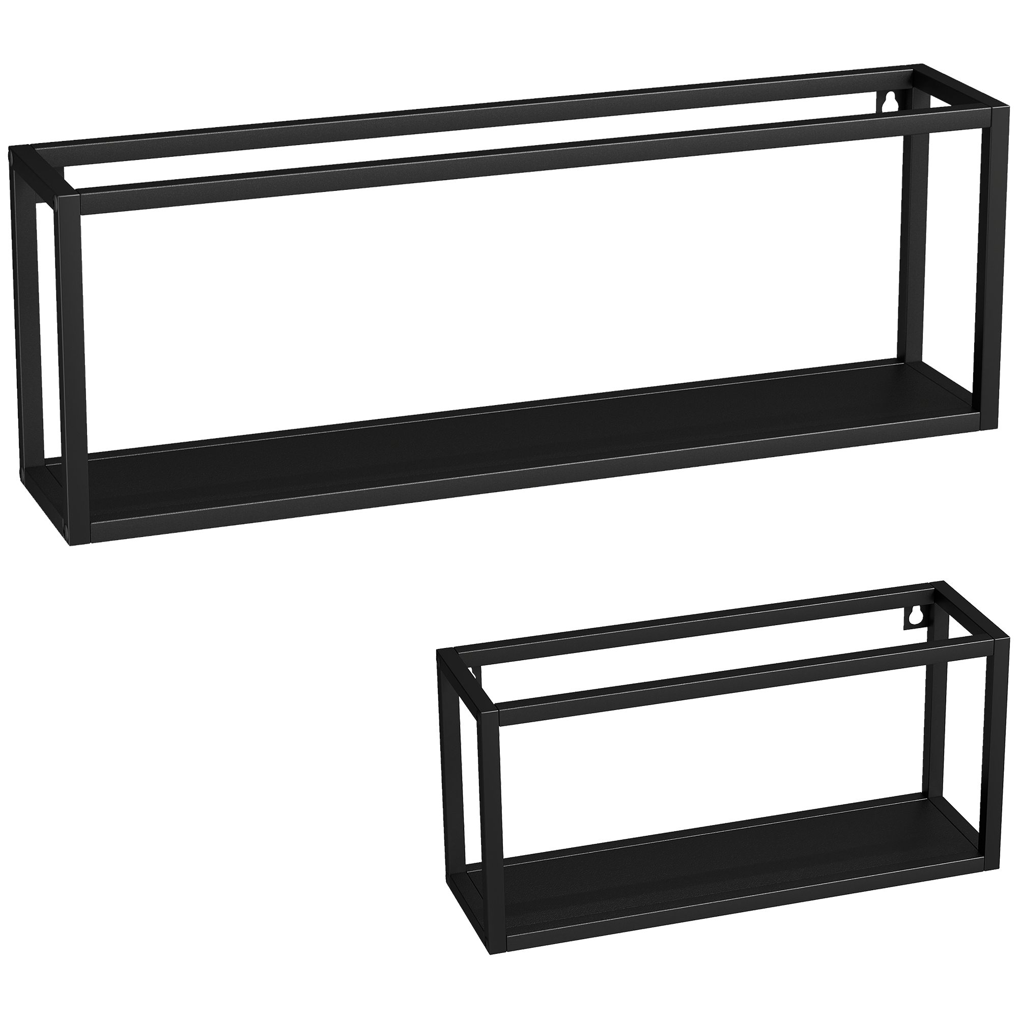 2er-Set Wandregale, 15 kg Tragkraft, für Wandmontage, Stahl, Schwarz