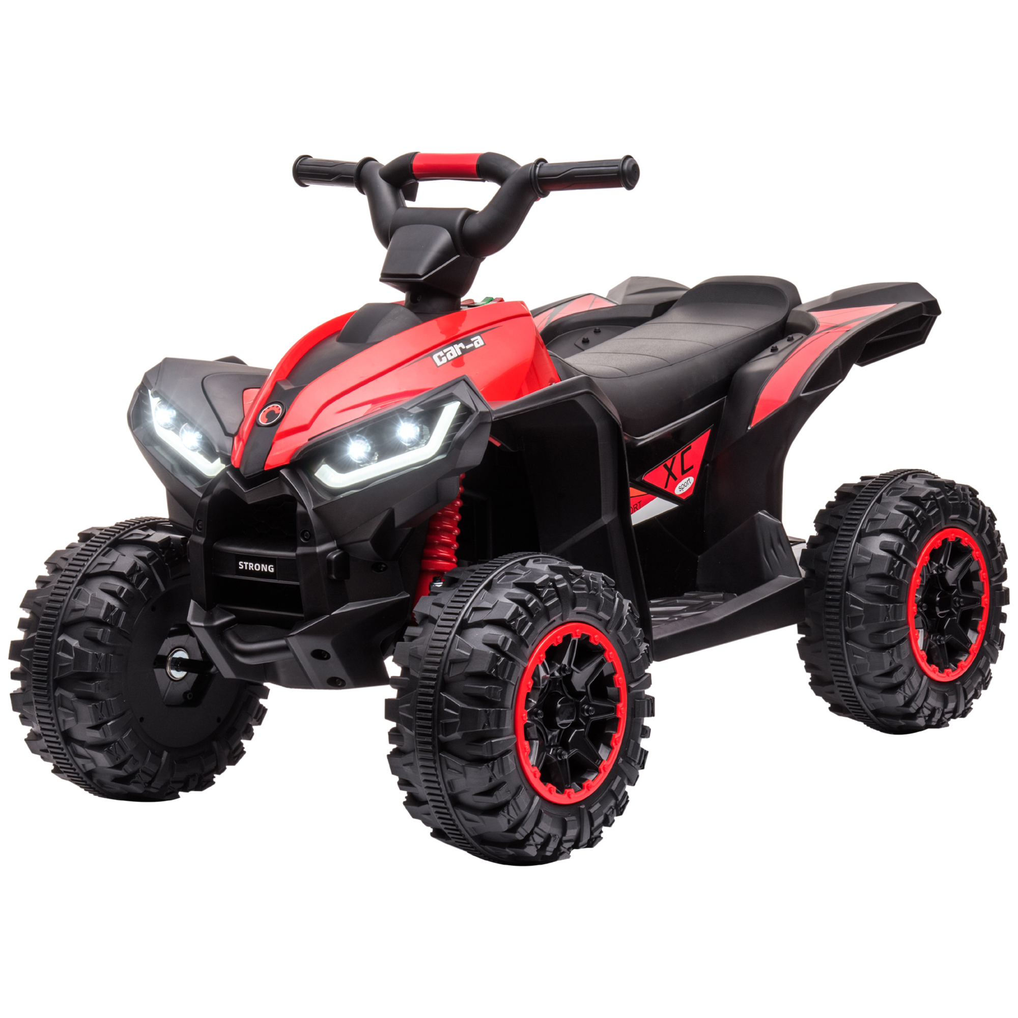 Kinderquad, LED-Scheinwerfer, MP3-Player, Stoßdämpfer, ergonomischer Sitz, Rot+Schwarz