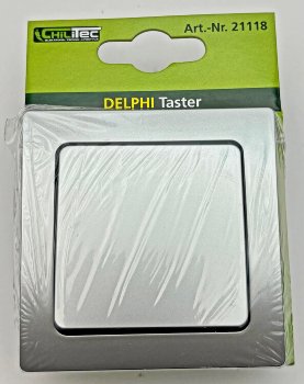 DELPHI Taster, 0-250V~/ 10A, inkl. Rahmen, UP, silber