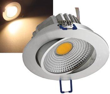 LED-Einbauleuchte "COB-7", 7W, 550lm, ALU, 3000K, 75°, Ø109xT47mm,Rahmen chrom LED-Einbauleuchte "COB-7", 7W, 550lm, ALU, 3000K, 75°, Ø109xT47mm,Rahmen chrom