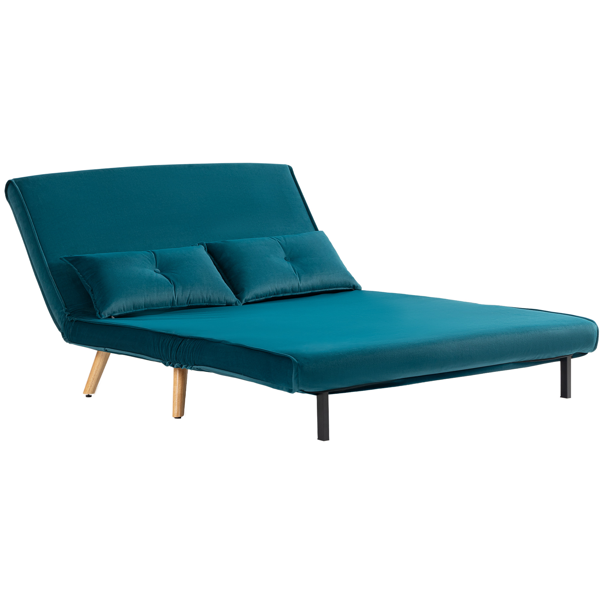 2-Sitzer-Schlafsofa, Bettsofa, in Bett umwandelbare Couch, verstellbare Rückenlehne, Stoffbezug, Metallrahmen, Grün 2-Sitzer-Schlafsofa, Bettsofa, in Bett umwandelbare Couch, verstellbare Rückenlehne, Stoffbezug, Metallrahmen, Grün