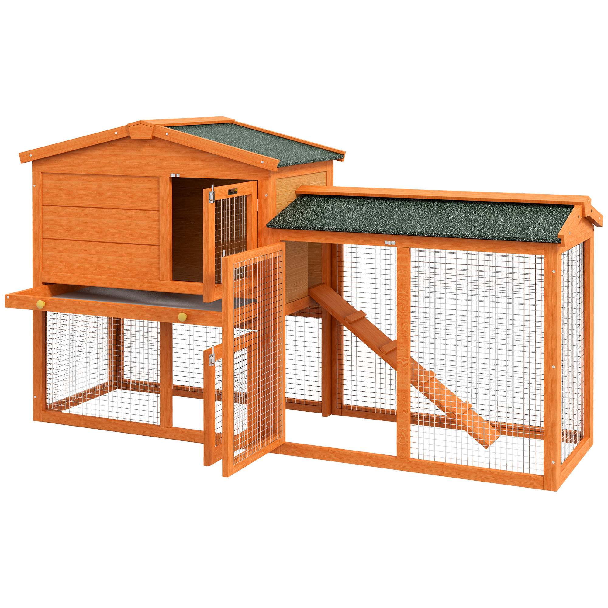Kleintierstall, Kleintierkäfig, Outdoor-Kaninchenstall, Freilaufgehege, winterfest, Massivholz, 150 x 45 x 85 cm, Orange Kleintierstall, Kleintierkäfig, Outdoor-Kaninchenstall, Freilaufgehege, winterfest, Massivholz, 150 x 45 x 85 cm, Orange