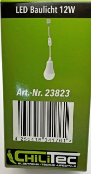 Baustellen-Leuchte A60 mit 15cm Kabel, 12W, 1130lm, 4000K neutralweiß