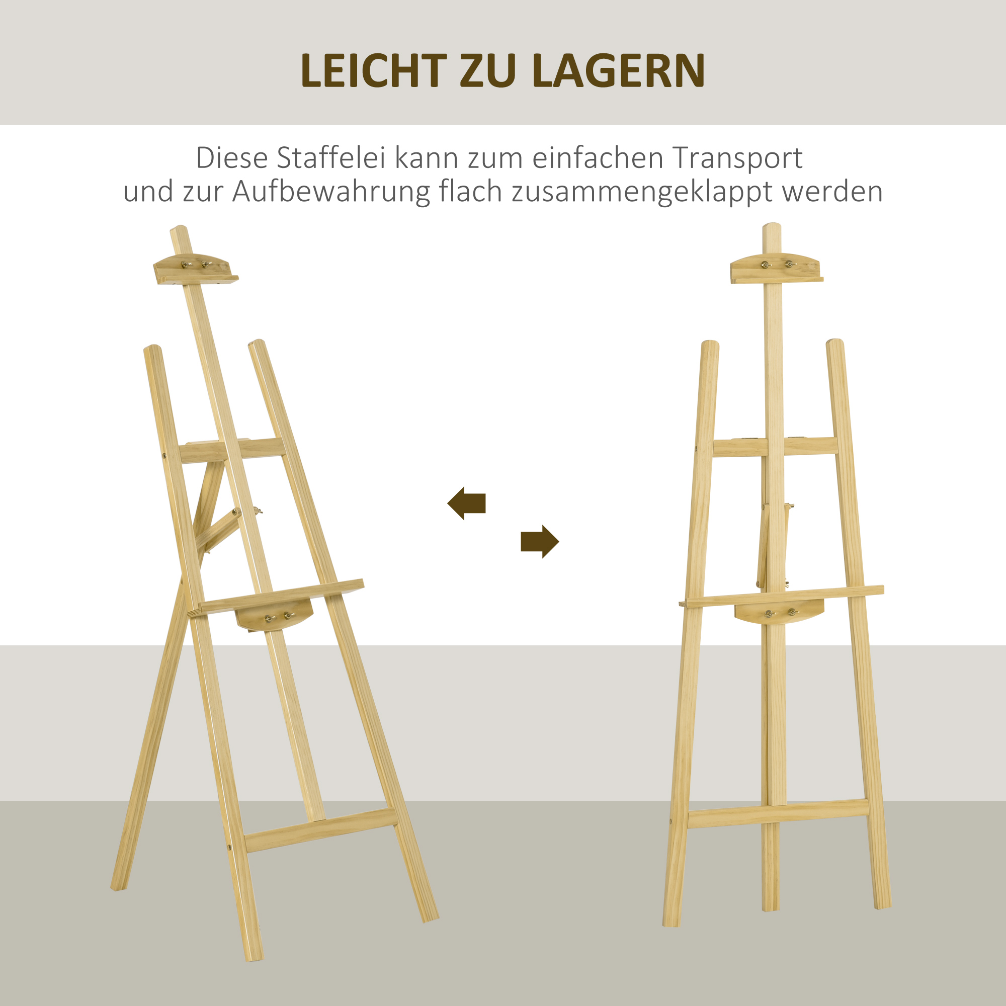 Staffelei Holz 134,5 cm hoch Holzstaffelei für Leinwände bis 108 cm Feldstaffelei Atelierstaffelei für Malerei, Skizze, Hochzeit, Ausstellung Natur