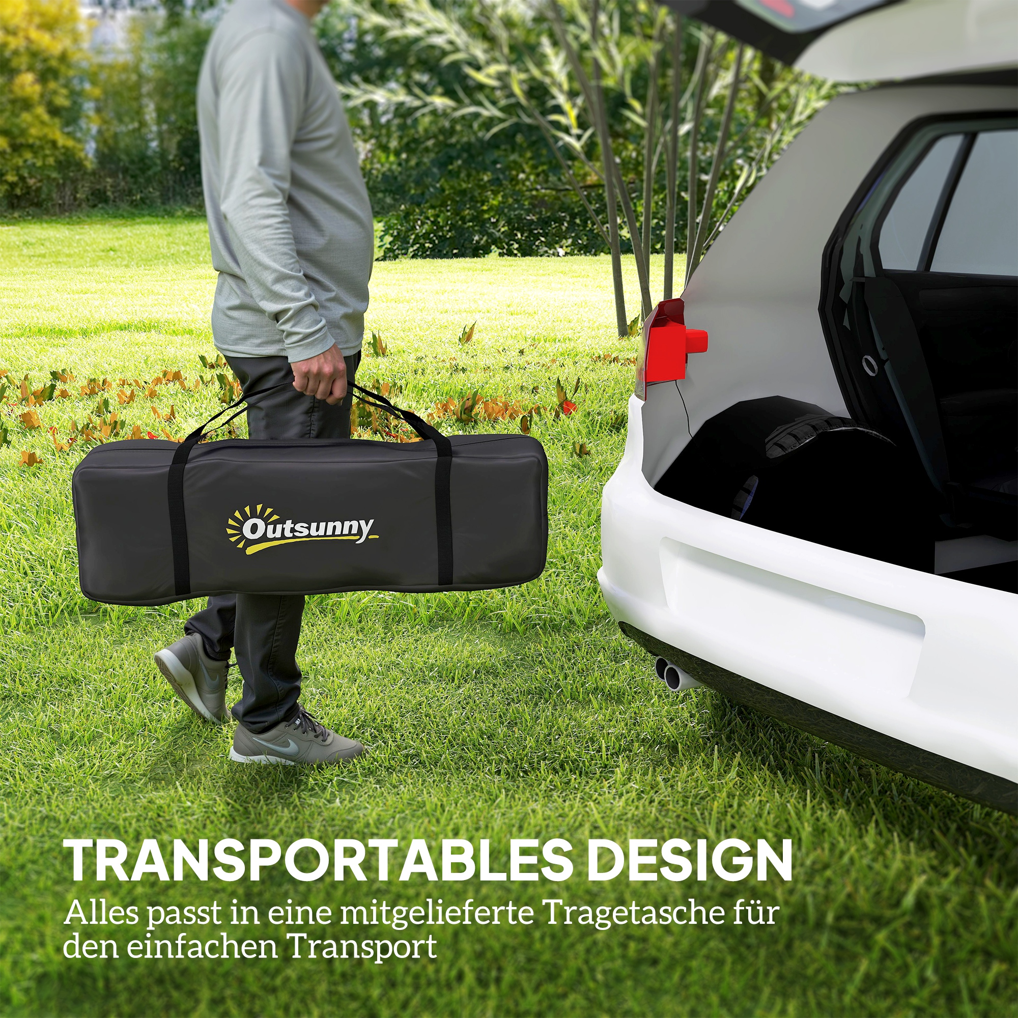 Tunnelzelt für 4 Personen leicht, stabil wasserdicht UV 50+ Campingzelt mit Vordach Doppeltür Schwarz