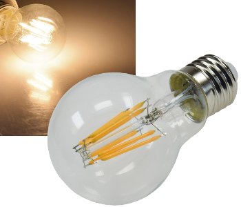 LED Glühlampe E27 "Filament G60k" klar, 3000K, 919lm, 230V / 8W, warmweiß LED Glühlampe E27 "Filament G60k" klar, 3000K, 919lm, 230V / 8W, warmweiß