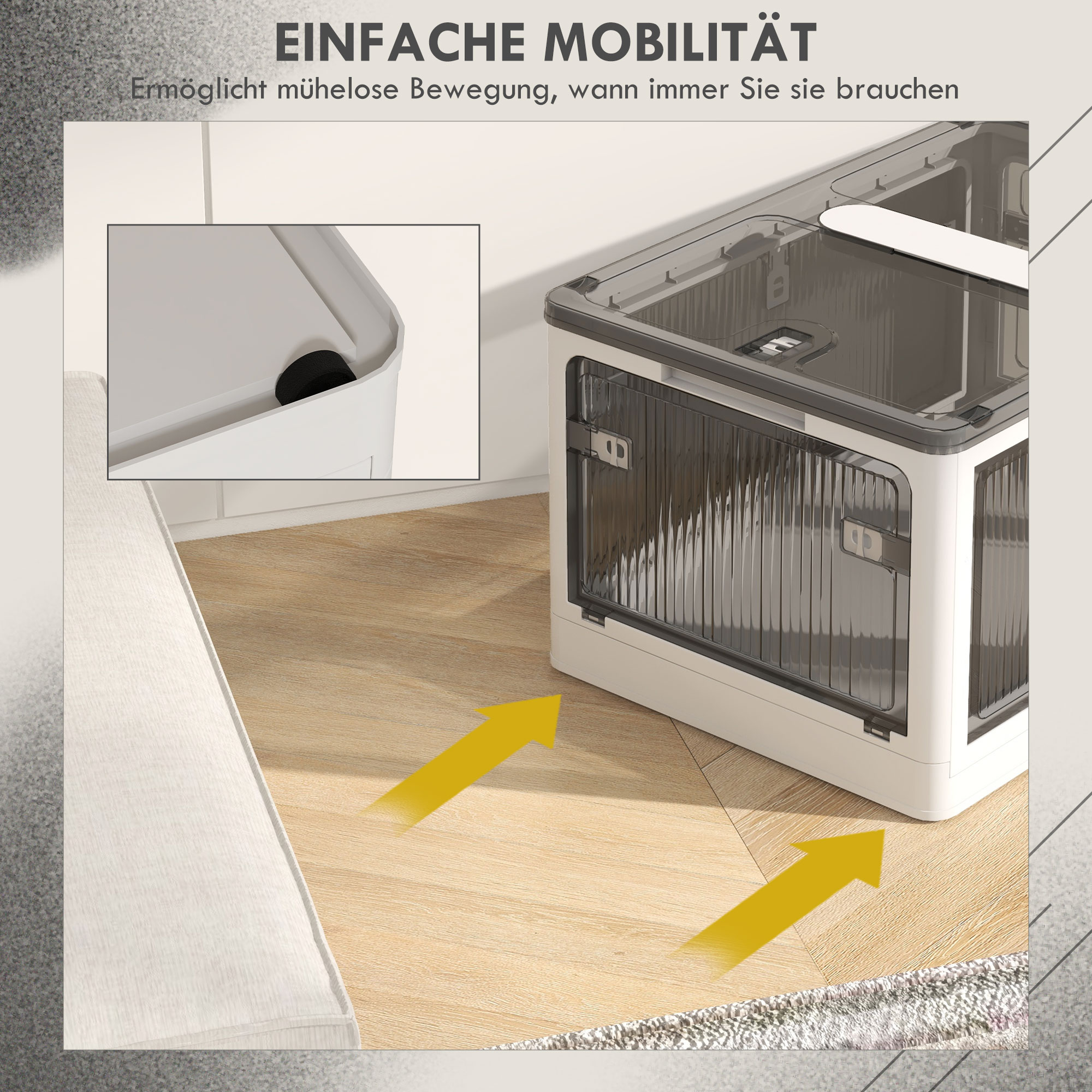 Aufbewahrungsbox Aufbewahrungskorb. faltbar, mit Staubschutz, 67 x 47 x 38 cm, Weiß + Grau