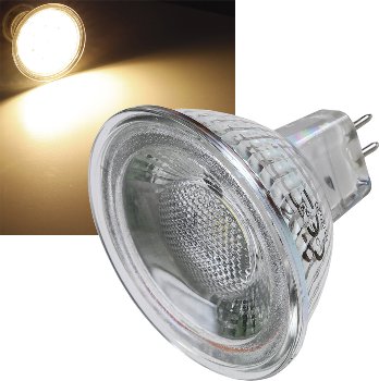 LED Strahler MR16 "H35 COB", 1 COB, 3000k, 300lm, 12V/3W, warmweiß LED Strahler MR16 "H50 COB", 3000k, 440lm, 12V/5W, warmweiß
