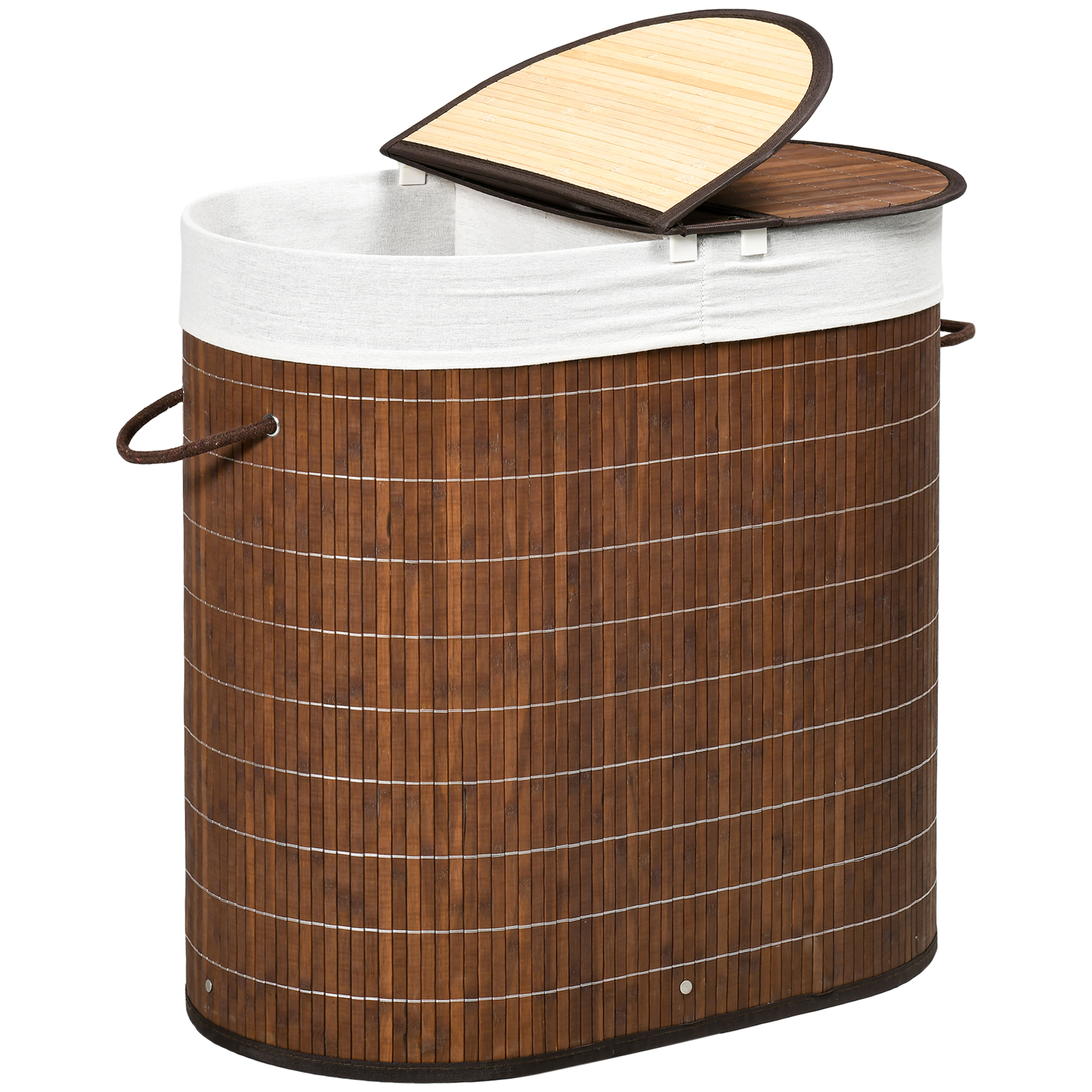 Wäschekorb Wäschesammler, 100L Fassungsvermögen, abnehmbarer Deckel, 38 cm x 38 cm x 57 cm, Braun