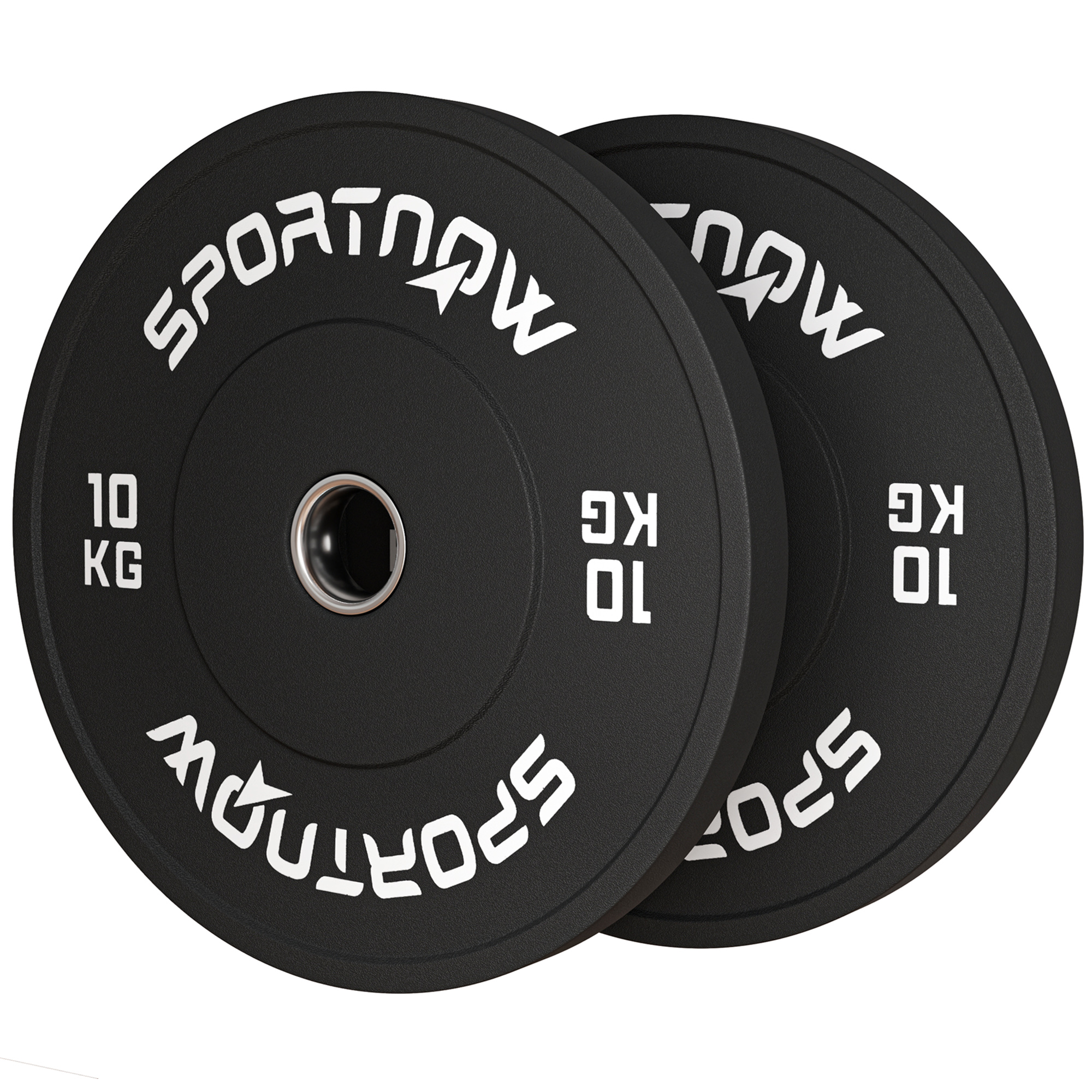 Hantelscheiben-Set, 2 x 10 kg, olympischer Standard, Gummi, geräuscharm, Schwarz