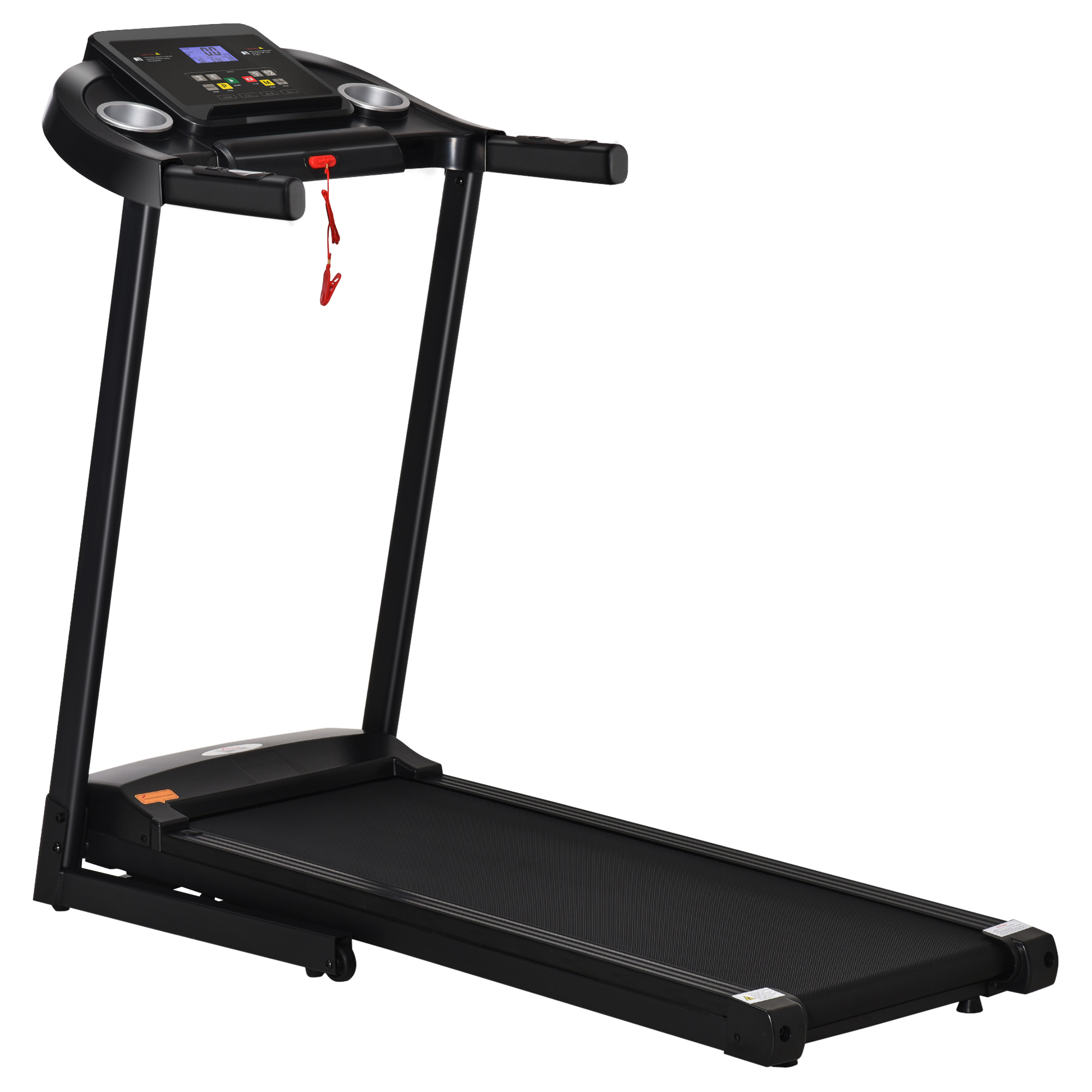 Laufband Klappbar elektrisch 500 W 1-12 km/h LED-Display Getränkehalter und Handyhalterung sehr gut geeignet für Home Gym Indoor Fitness Schwarz 134 x 60 x 118 cm