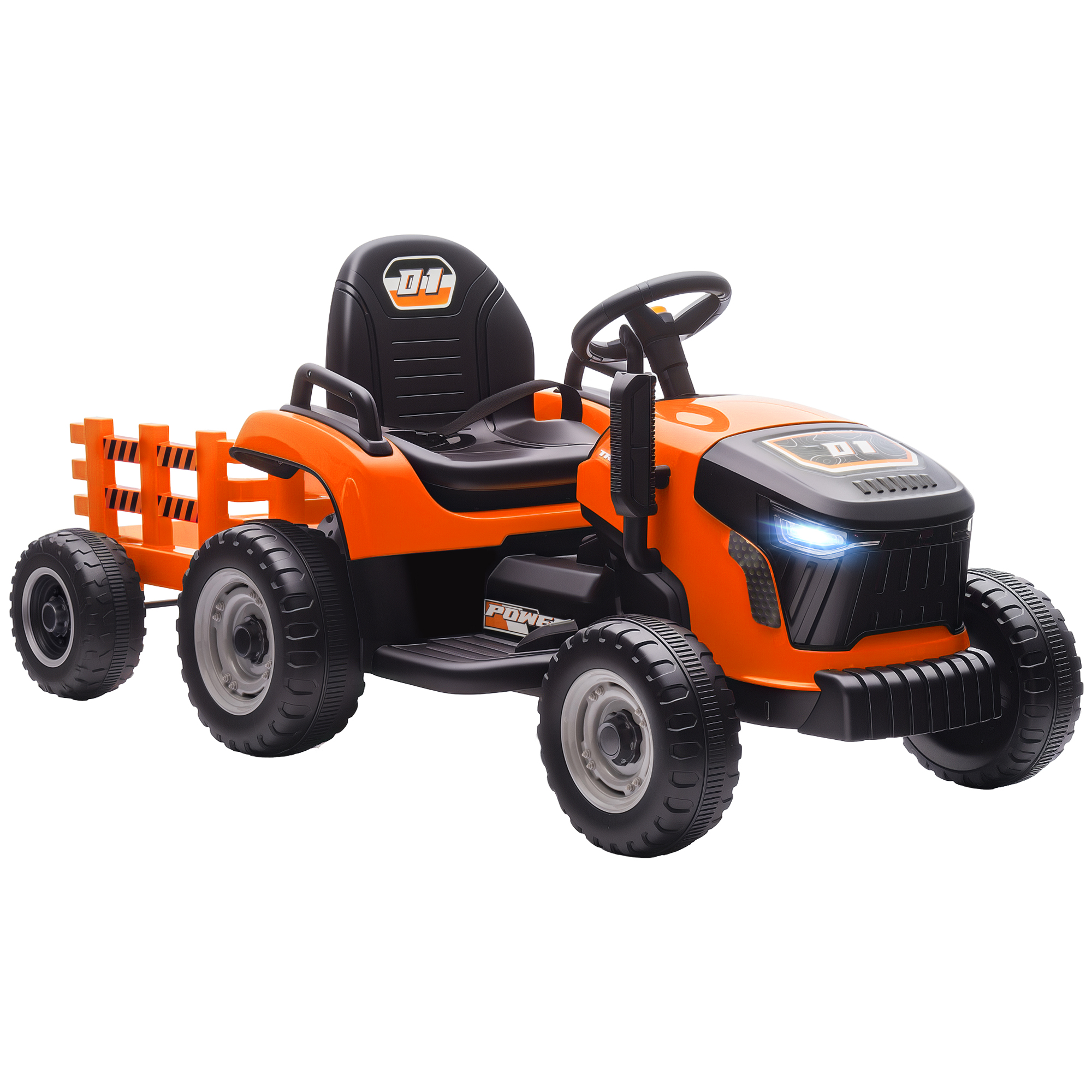 Elektrischer Kindertraktor, Aufsitz-Traktor mit Fernbedienung, Soft-Start, für Kinder im Alter von 3-8 Jahren, Orange
