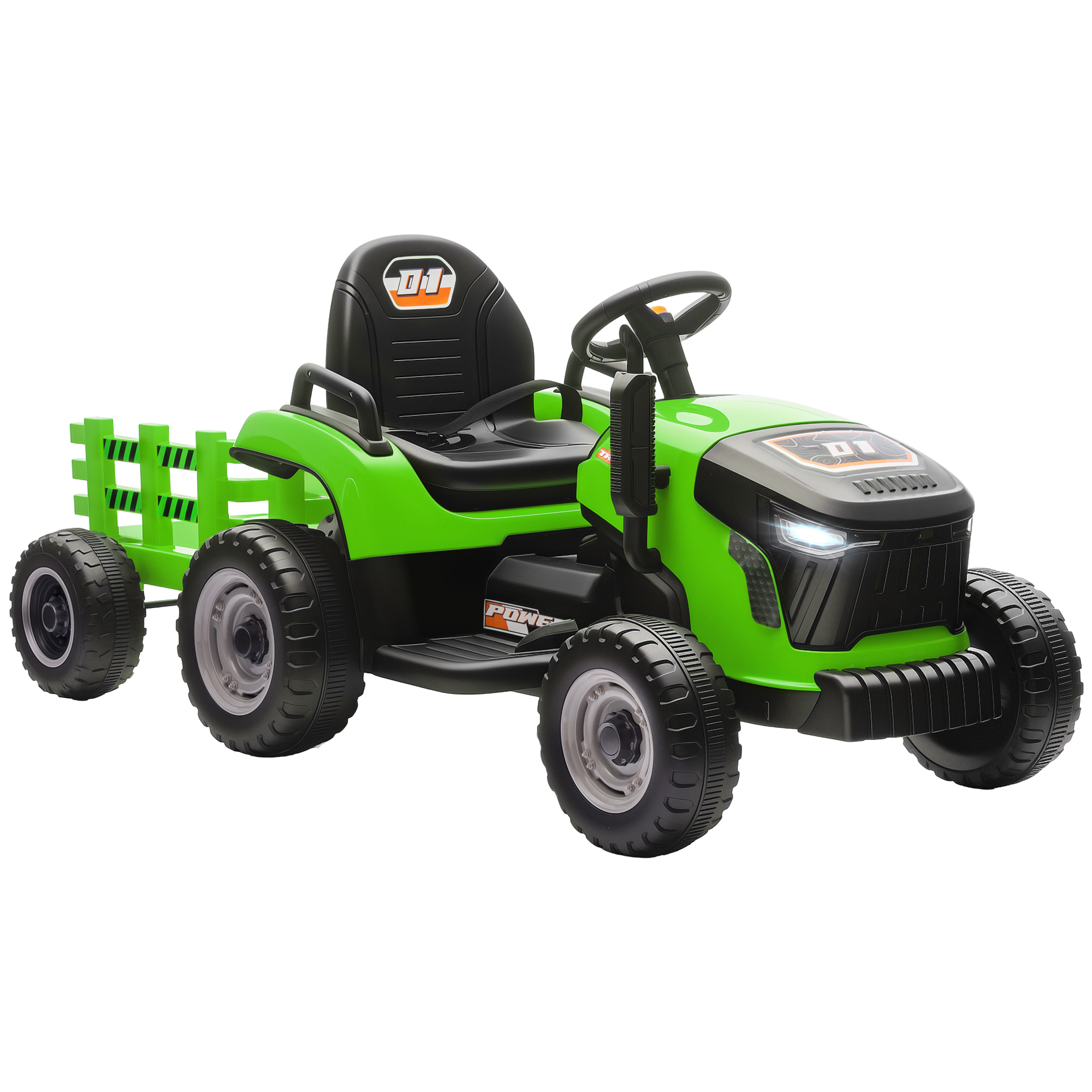 Elektrischer Kindertraktor, Aufsitz-Traktor mit Fernbedienung, Soft-Start, für Kinder im Alter von 3-8 Jahren, Grün
