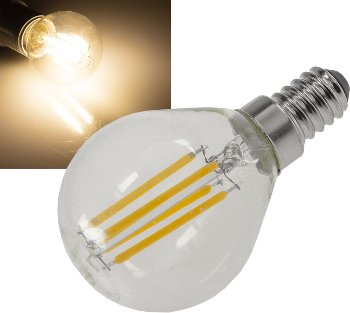 LED Tropfenlampe E14 "Filament T4", 3000k, 500lm, 230V/4W, warmweiß LED Tropfenlampe E14 "Filament T4", 3000k, 500lm, 230V/4W, warmweiß