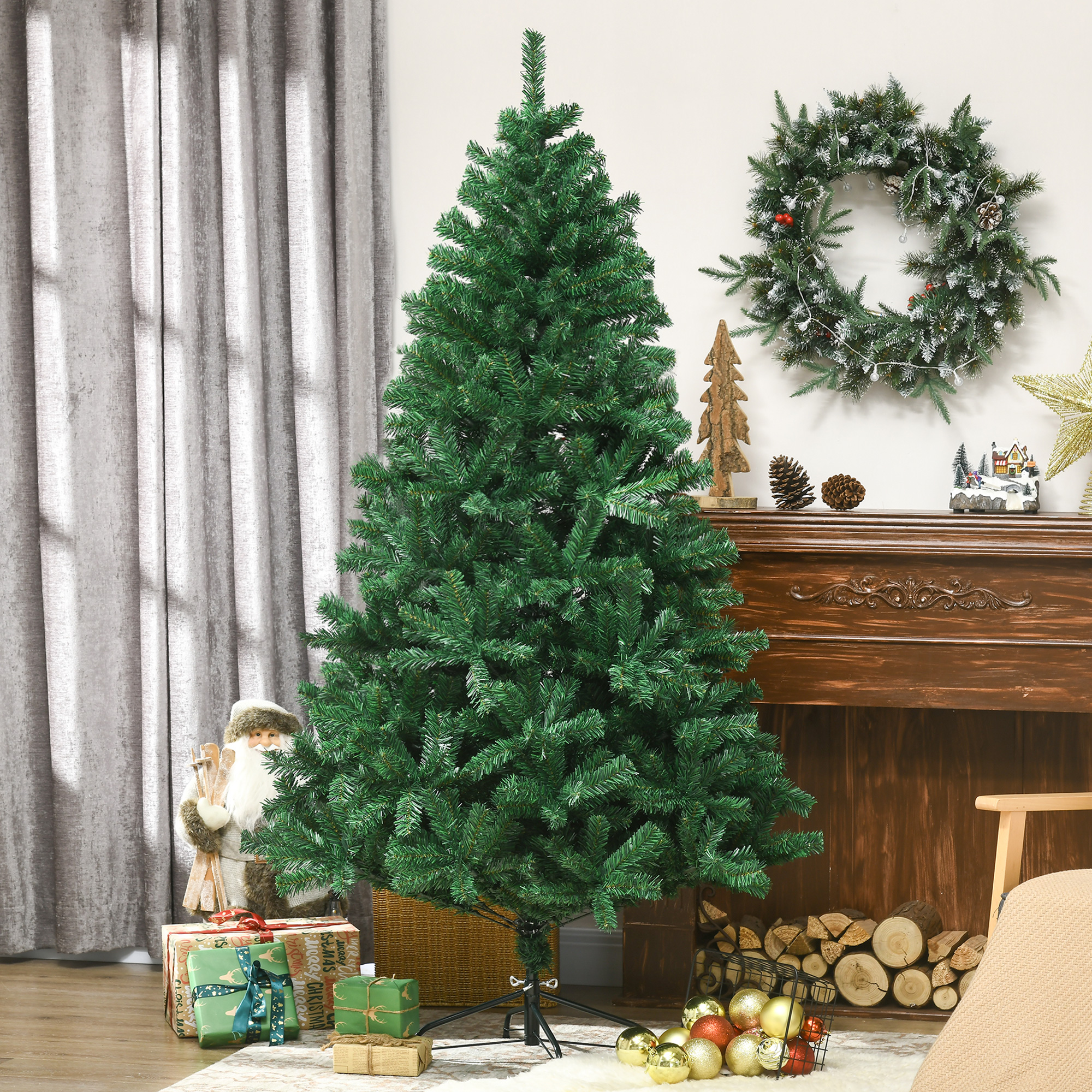 Weihnachtsbaum 180 cm künstlich Tannenbaum mit 1000 Spitzen Christbaum Weihnachtsdeko inkl, Metallständer für drinnen
