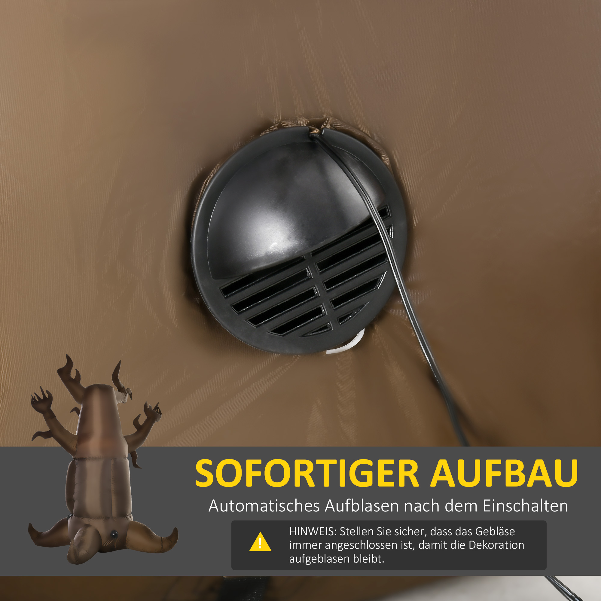 Aufblasbarer Halloween Baum Gespenst mit 3 Lichtern für den Garten Polyester Braun 180 x 140 x 240 cm