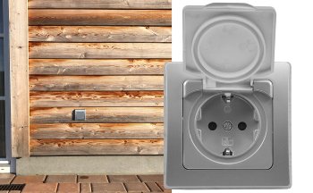 DELPHI Schutzkontakt-Steckdose IP44, 250V~/ 16A, inkl. Rahmen, UP, silber