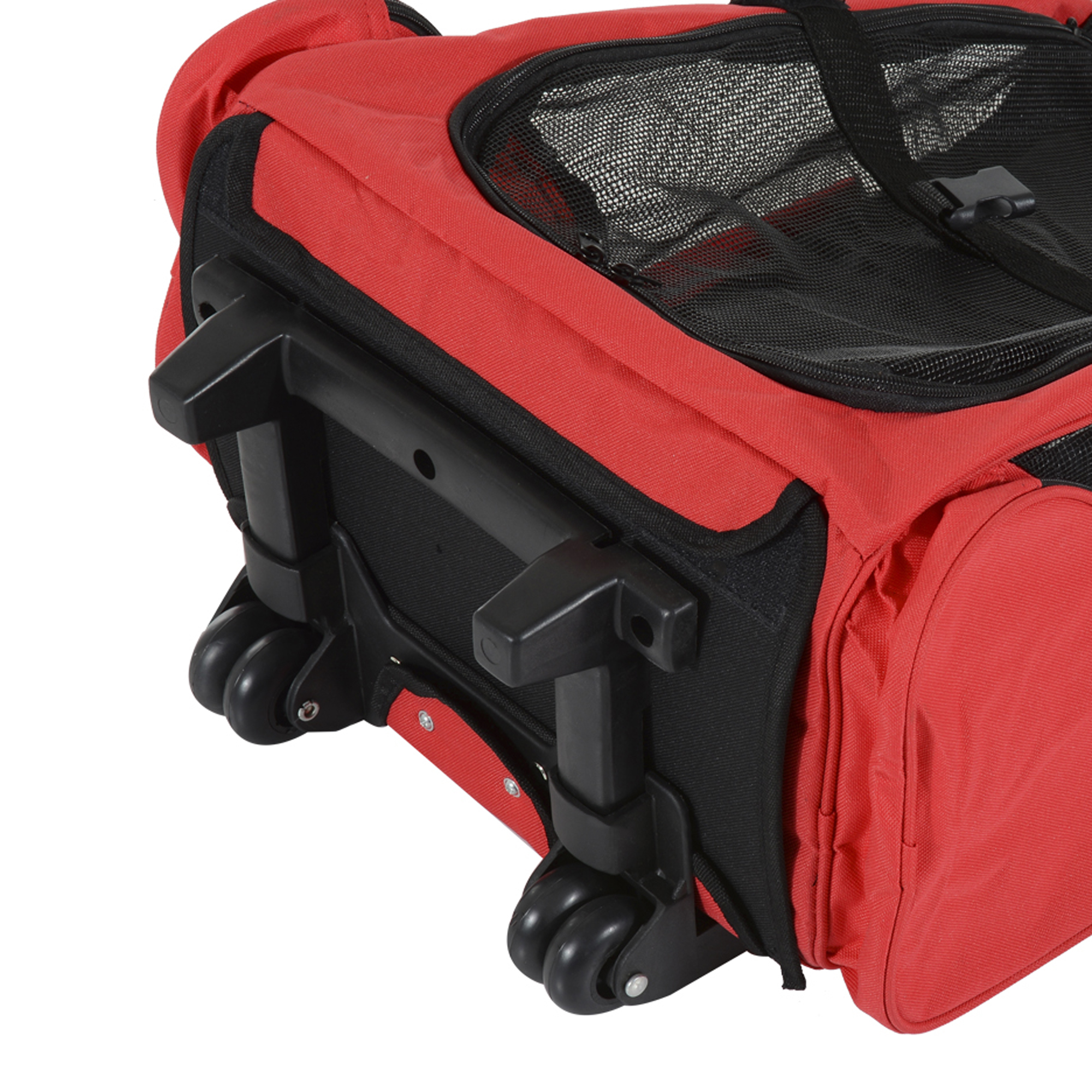 Hundetransporttasche, Haustierrucksack, 2-in-1-Design, ausziehbarer Griff, Seitentaschen, Rot, 42 x 25 x 55cm