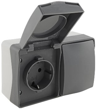 NUQUI Feuchtraum Schalter & Steckdose, IP54, Aufputz, 250V~/ 10A/16A Horizontal NUQUI Feuchtraum Schalter & Steckdose, IP54, Aufputz, 250V~/ 10A/16A Horizontal