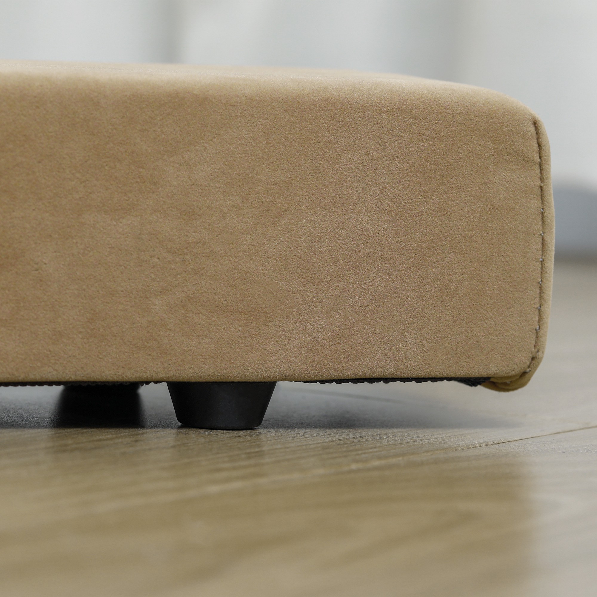 Faltbarer Schwebebalken, rutschfest, Wildlederbezug, robustes Holz, 210 x 10 x 6,5 cm, Braun