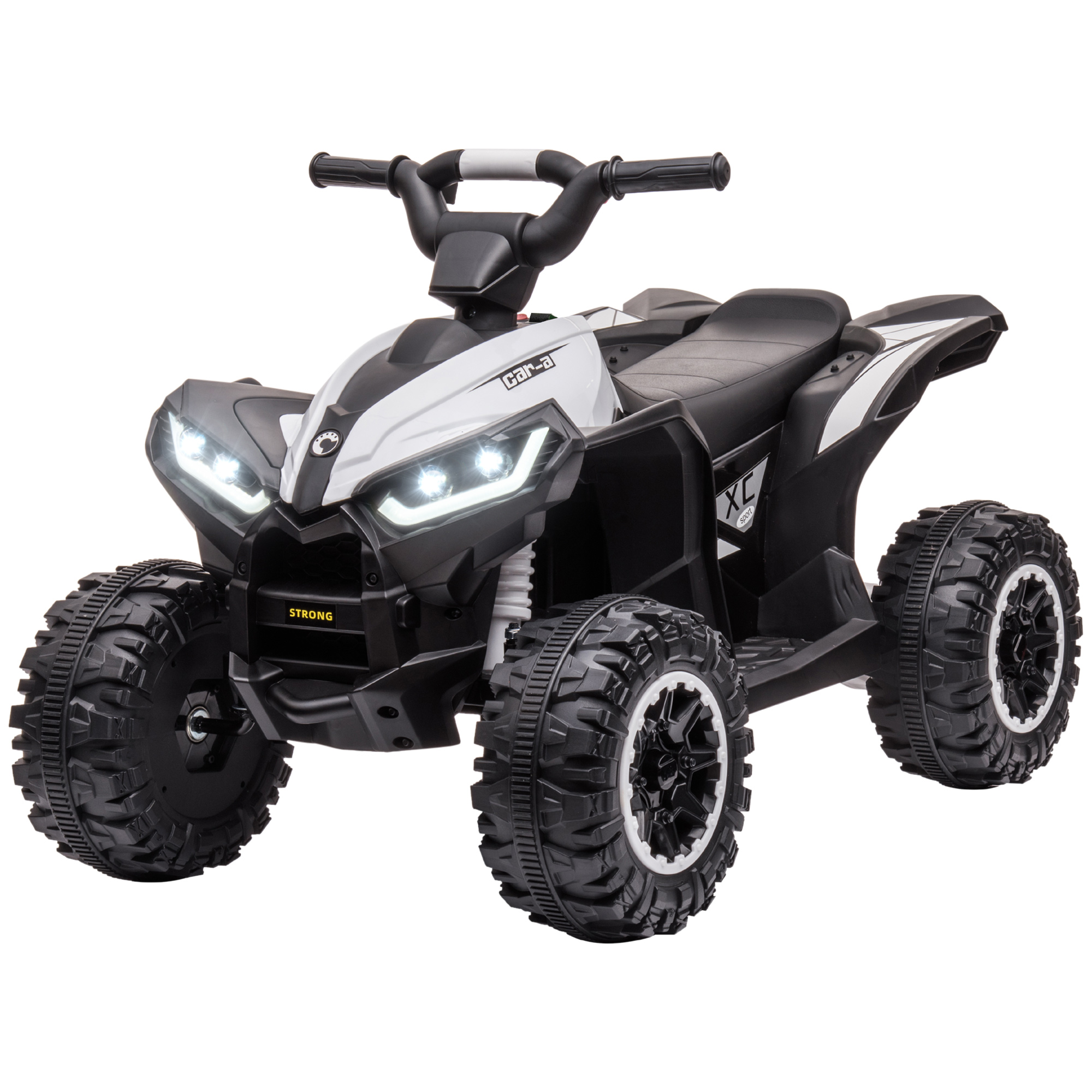 Kinderquad, 6 km/h, Sound- und Lichteffekte, : 83 cm x 53 cm x 55,5 cm, Schwarz + Weiß