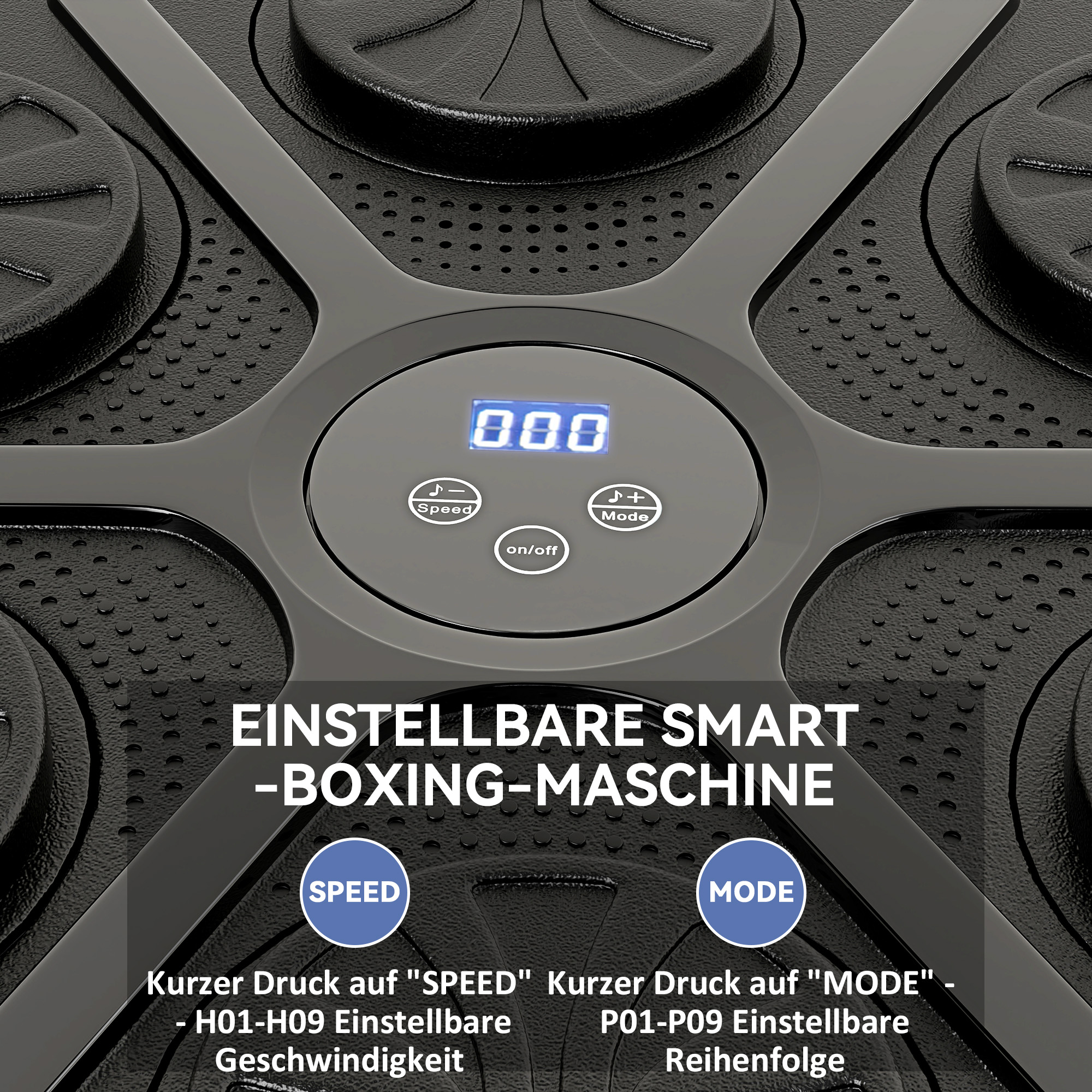 Musik-Boxmaschine, Rhythmisches Boxgerät, 9 Modi, Bluetooth, LED-Lichter, mit Boxhandschuhen, Schwarz