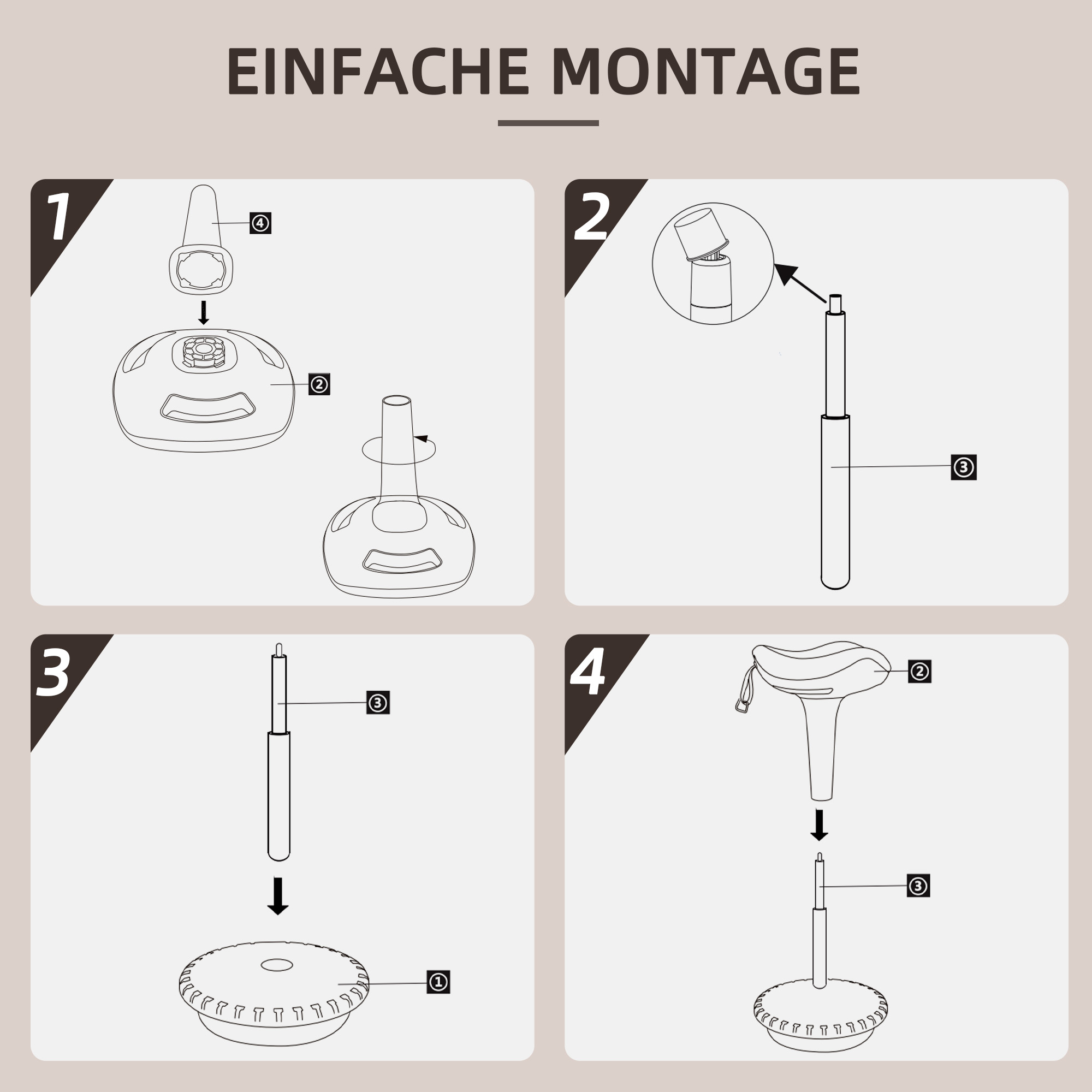 Balancehocker, beweglicher Sitz, drehbarer Bürohocker, höhenverstellbar, ergonomisch, 34 x 34 x 68,5-83,5 cm, Braun