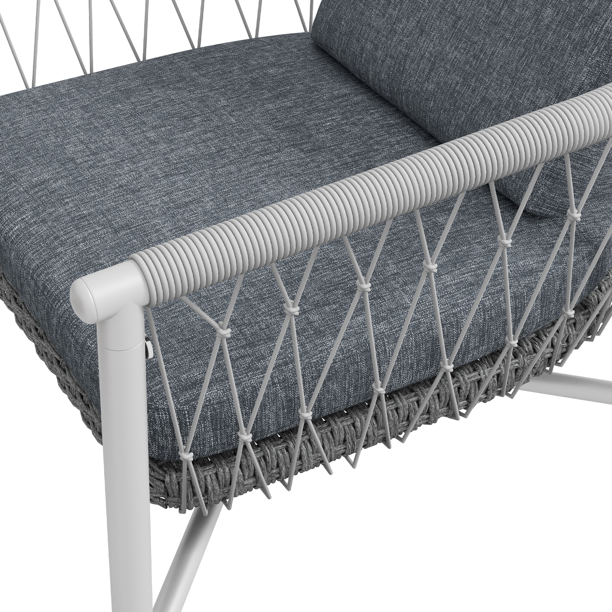 Gartengarnitur, 4-teilig, Schaukelfunktion, Sitzauflagen, Polyrattan, Metallgestell, Grau