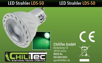 LED Strahler GU10 "LDS-50" grün, 38°, 230V/5W