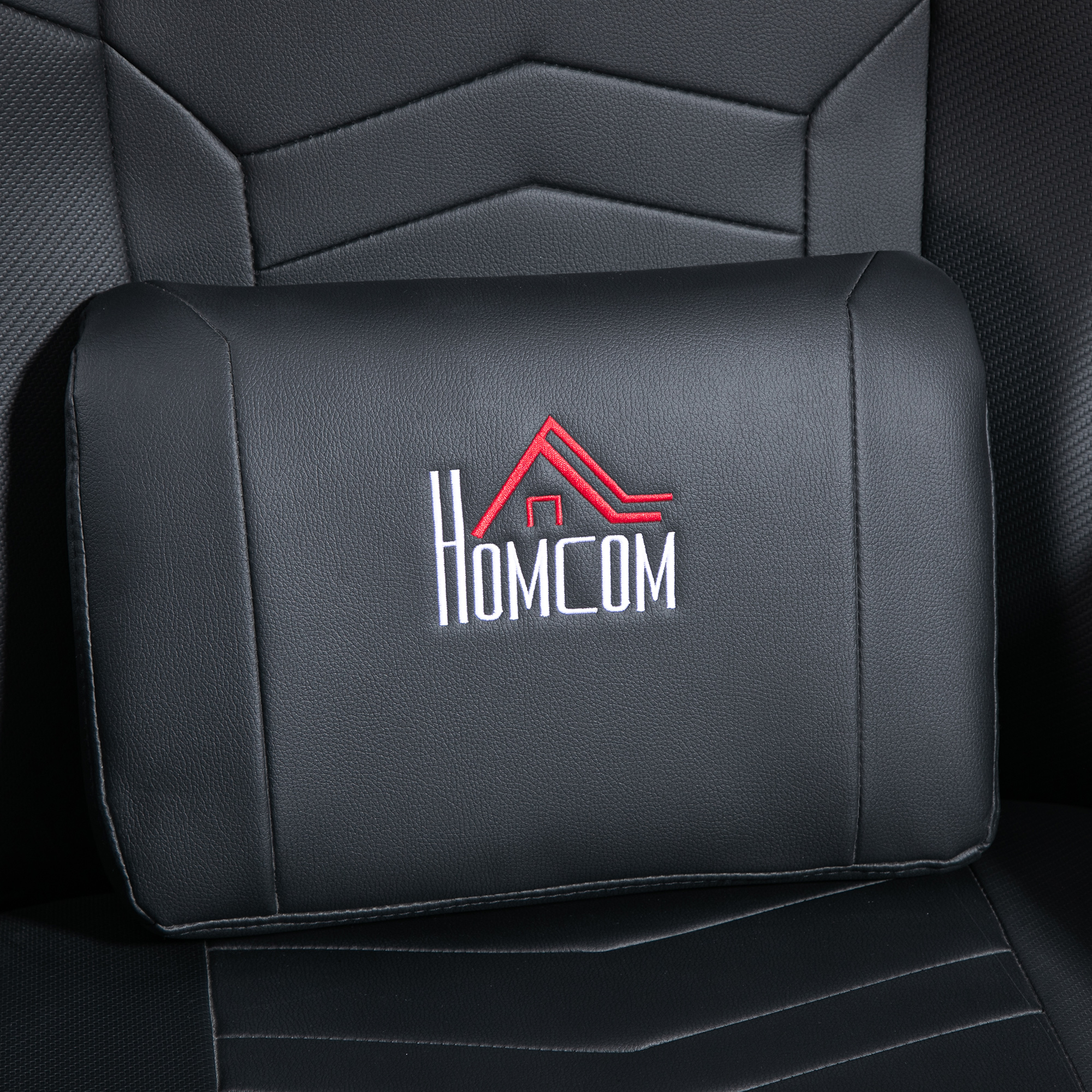 Gamingsessel, Massagefunktion, neigbare Lehne, Fußstütze, bis 120 kg, Stahlrahmen, Kunstleder, Schwarz