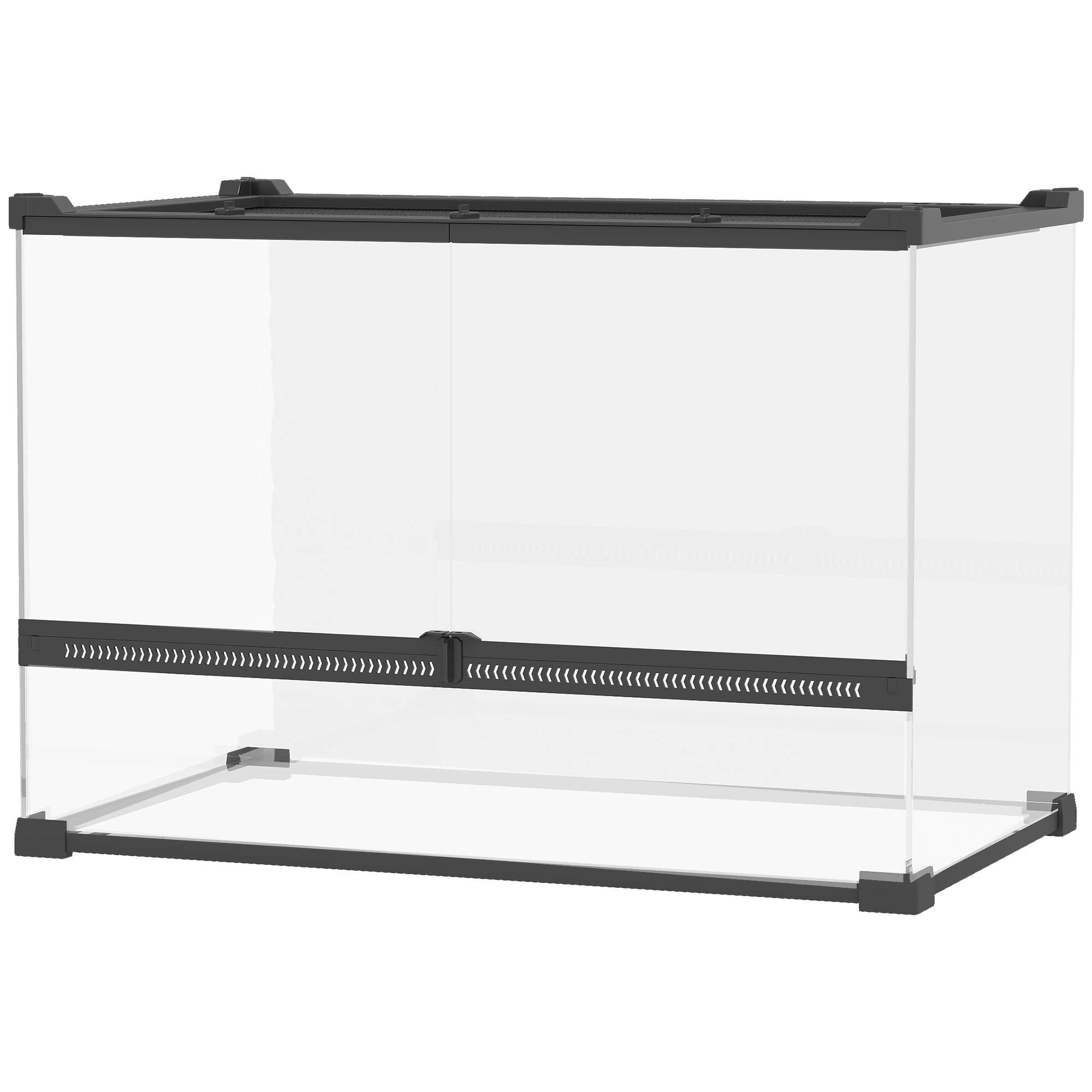 Glas-Terrarium für Reptilien, erhöhter & wasserdichter Boden, Knopfschloss