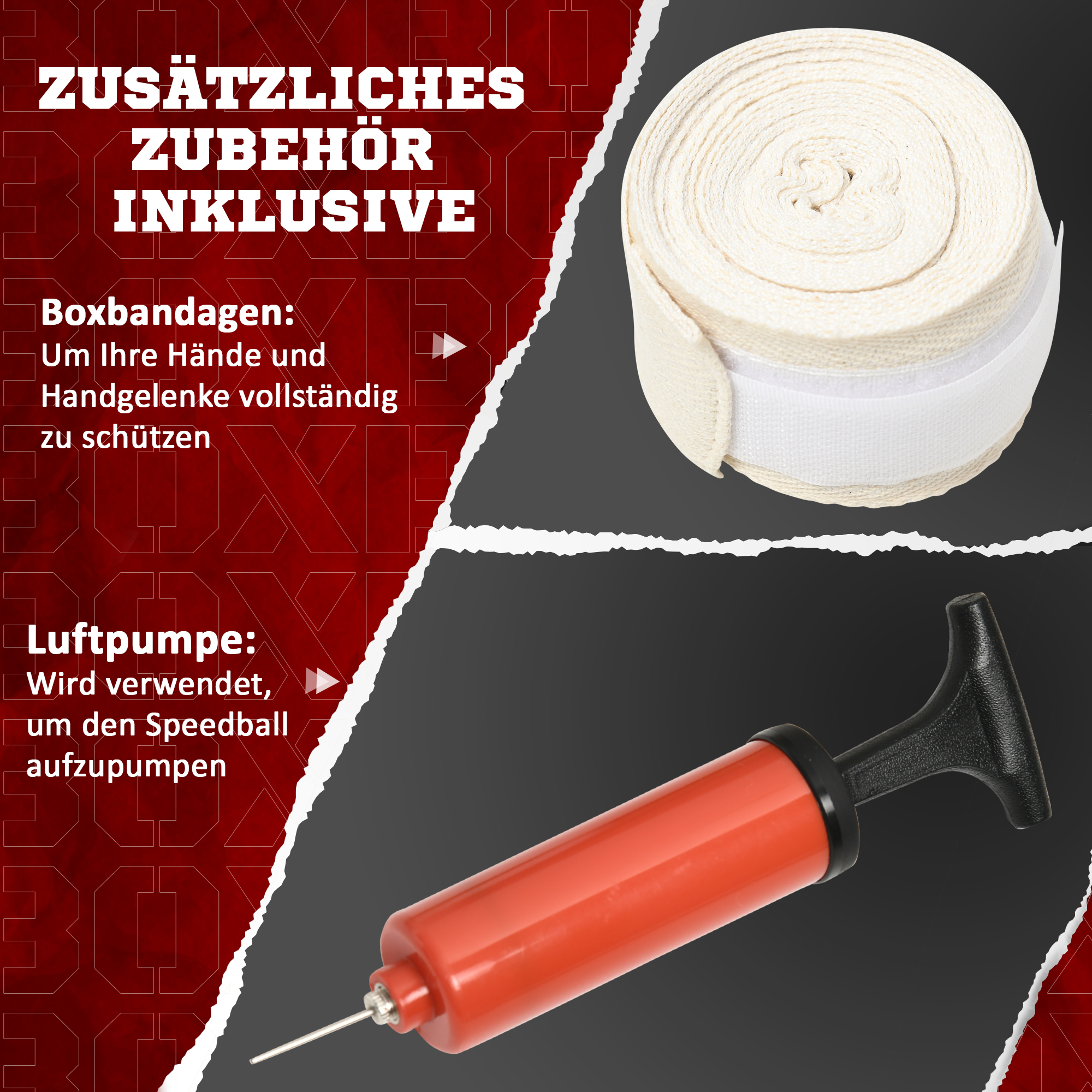 Höhenverstellbarer Punchingball, 360° drehbar, inkl. Boxbandagen, Schwarz, 80,5 x 48 x 163-205 cm