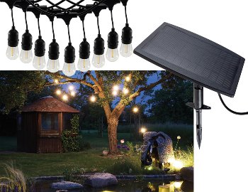 Biergarten-Lichterkette "CT-BGL 10Solar", 2m + 4,5m, 10x Filament Led Lampe, IP44