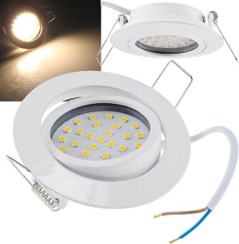 LED-Einbauleuchte "Flat-26" warmweiß, 80x26mm, 3W, 370lm, weißes Gehäuse LED-Einbauleuchte "Flat-26" warmweiß, 80x26mm, 3W, 370lm, weißes Gehäuse