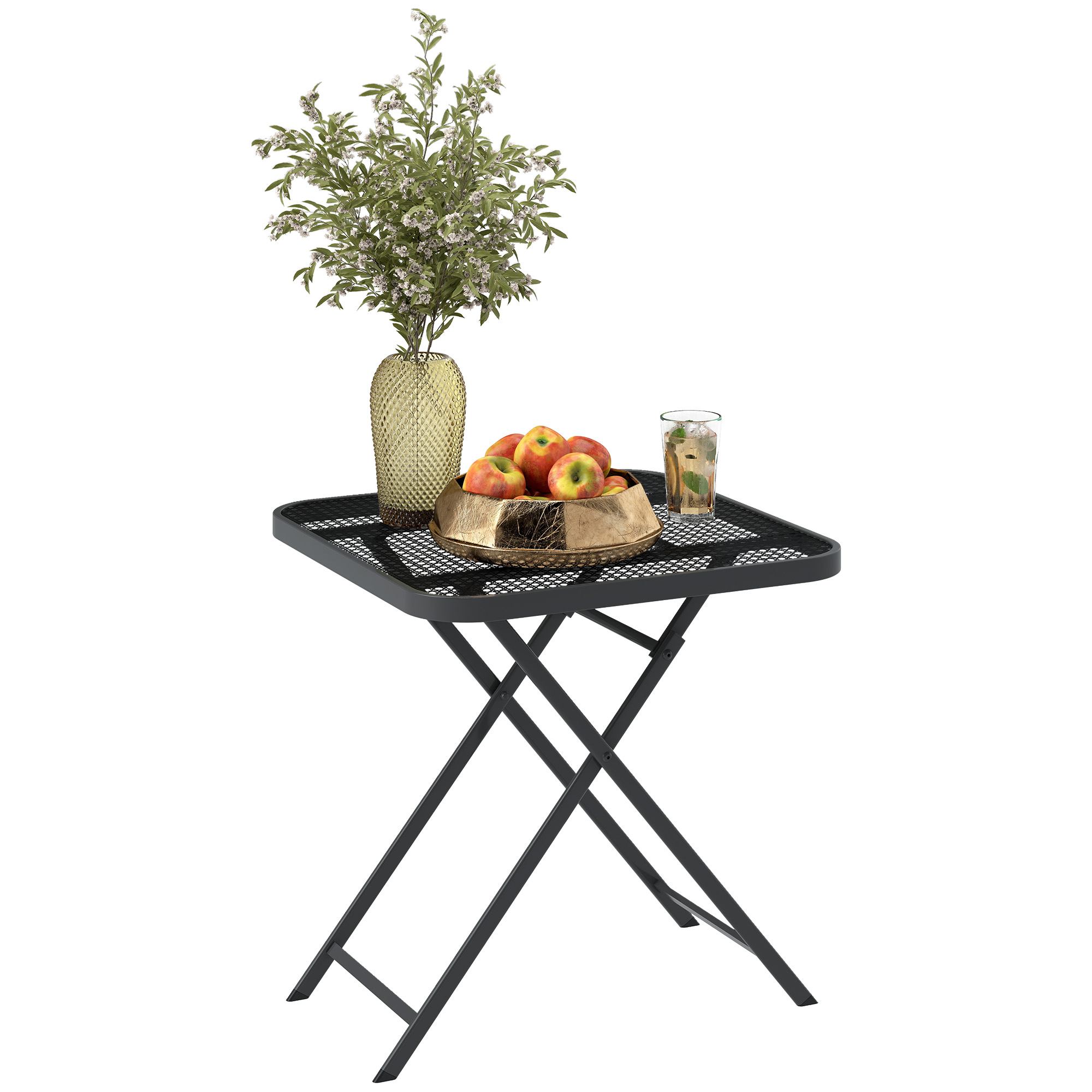 Gartentisch klappbar 70 x70 cm, Wetterfest Balkontisch Klapptisch mit Ausschnitt-Design quadrarisch Schwarz Gartentisch klappbar 70 x70 cm, Wetterfest Balkontisch Klapptisch mit Ausschnitt-Design quadrarisch Schwarz