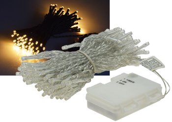 LED Batterie-Lichterkette "CT-TK100" 10m, warmweiß, IP44, 100 LEDs, mit 6Std.Timer LED Batterie-Lichterkette "CT-TK100" 10m, warmweiß, IP44, 100 LEDs, mit 6Std.Timer