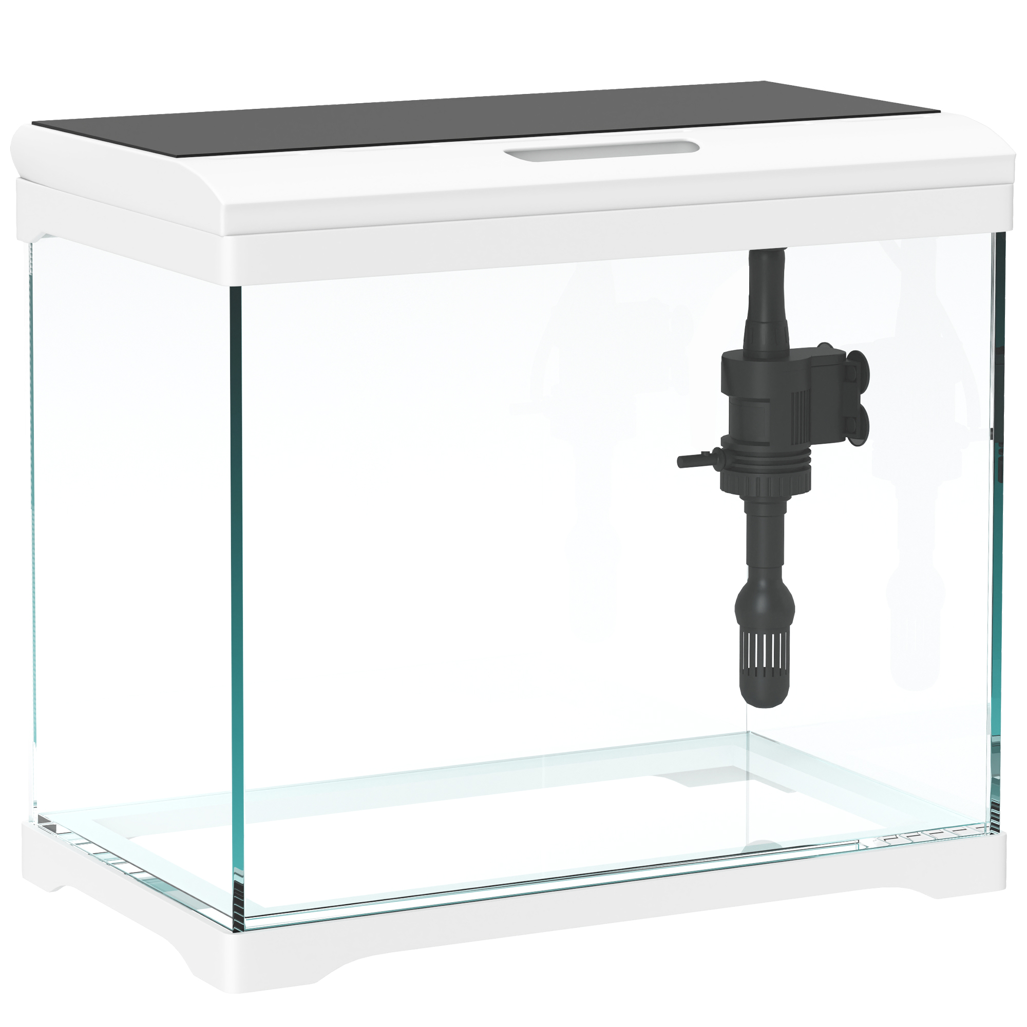 Aquarium, 17 L Tropenfischaquarium, leichte Pflege, klare Sicht, mit LED-Leuchten, 35L x 21B x 31H cm, Weiß+Schwarz