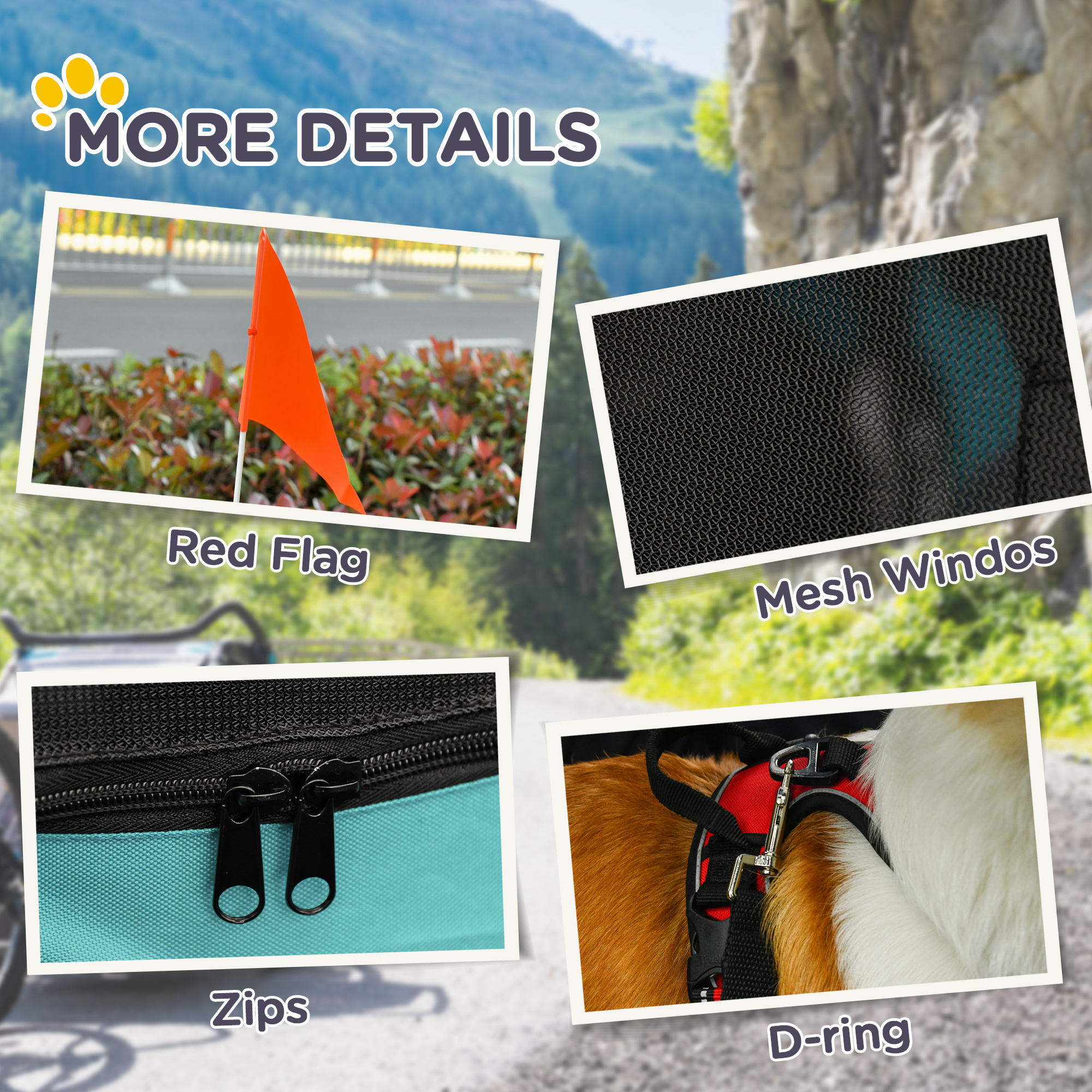 Haustieranhänger Hundeanhänger Fahrradanhänger bis 20kg klappbar Reflektor Regenschutz Stahl Grau + Grün 130 x 73 x 90cm