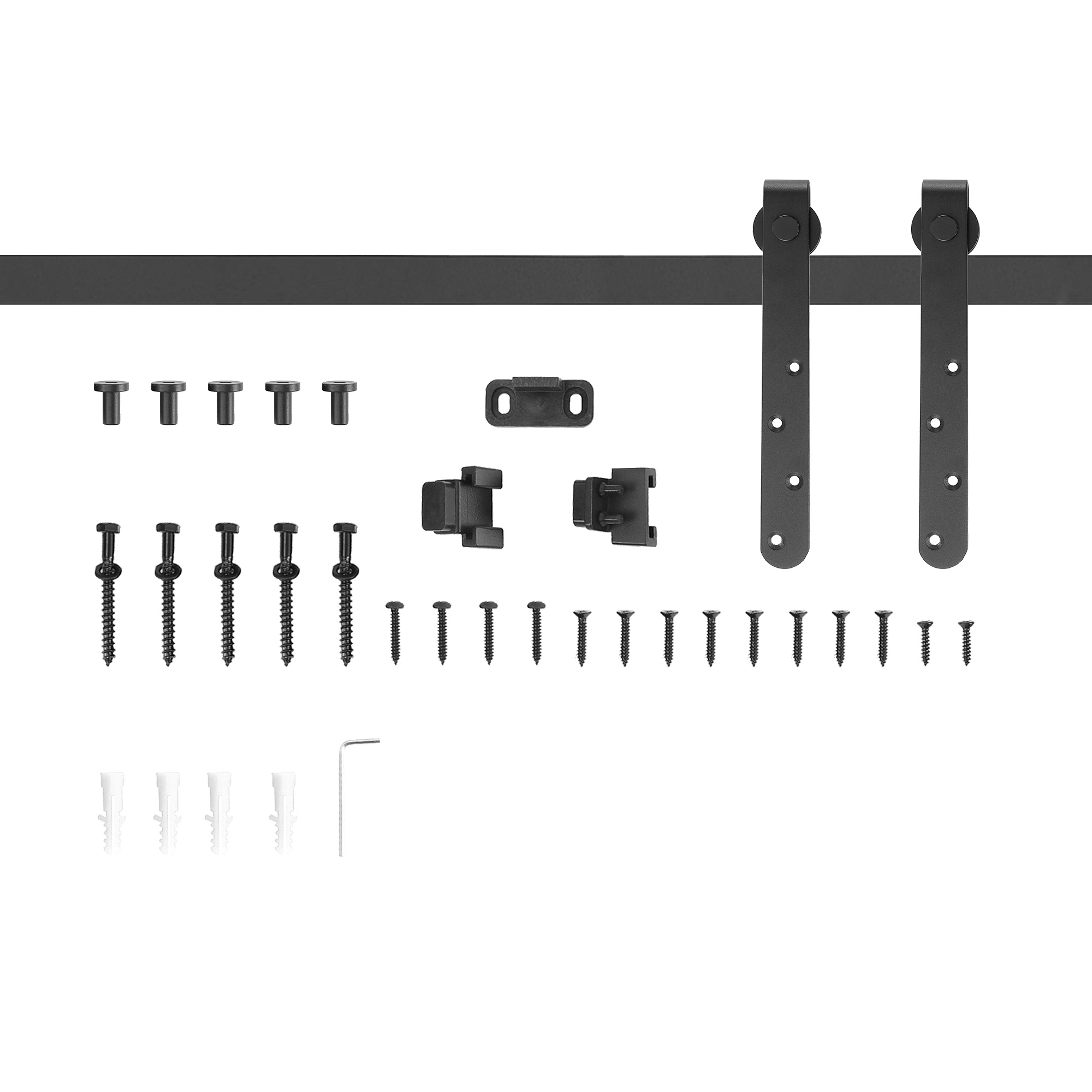 Schiebetüren-Beschlagsatz 180 cm Komplett-Set mit Schienen, Rollen, Anti-Sprung-Vorrichtungen Kohlenstoffstahl Schiebetüren-Beschlagsatz 180 cm Komplett-Set mit Schienen, Rollen, Anti-Sprung-Vorrichtungen Kohlenstoffstahl