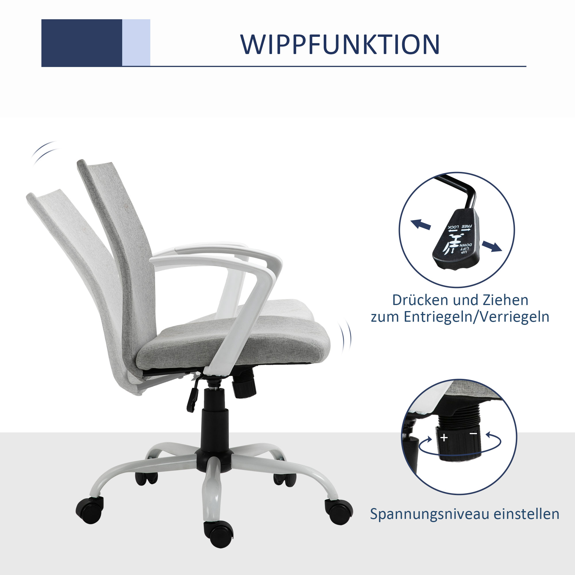 Bürostuhl Drehstuhl höhenverstellbarer Home-Office-Stuhl Schaumstoff Nylon