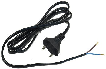 Netzkabel Euro, blankes Ende, 1,5m, H03VVH2-F2 0,75 mm² 2,5A/250V schwarz