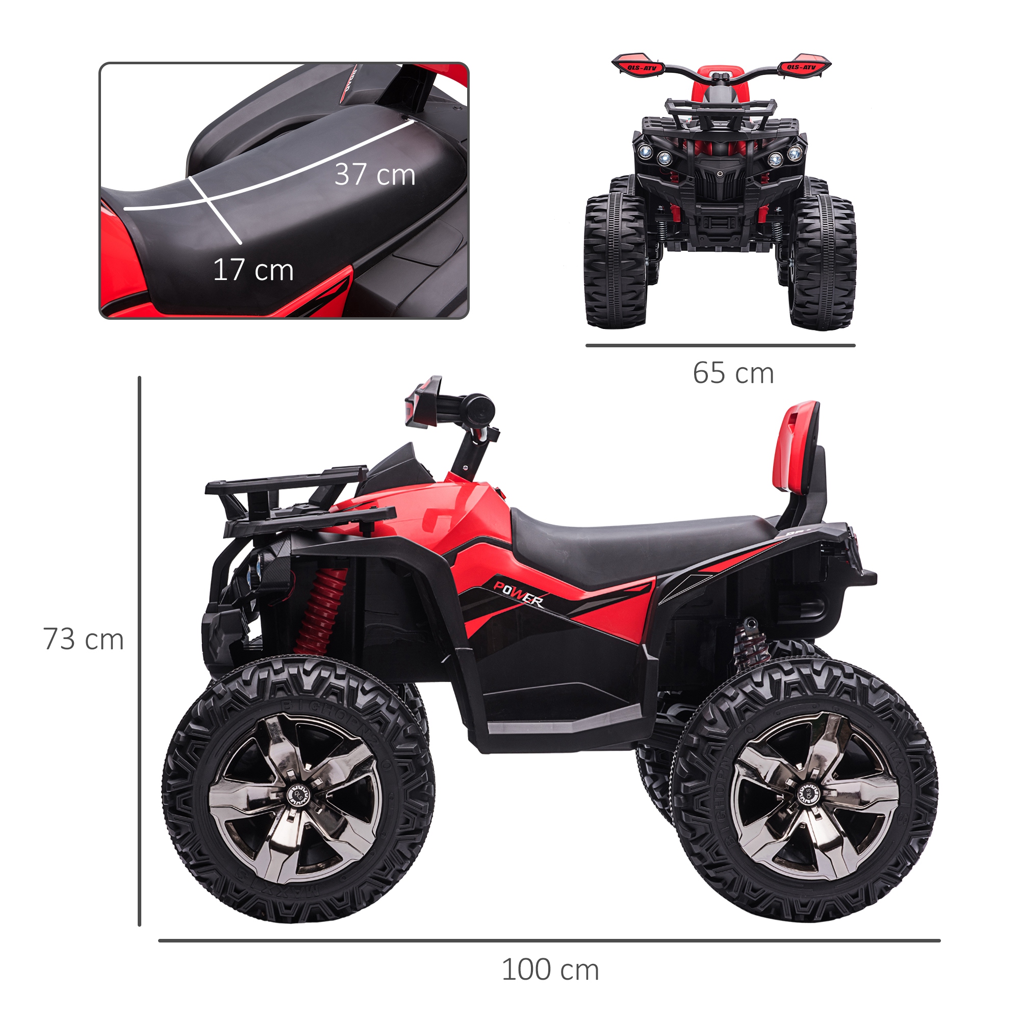 Kinderquad, 3-8 km/h, 45 Min, Betriebszeit, LED-Scheinwerfer, Musikplayer mit USB, für Kinder 3 bis 5 Jahre
