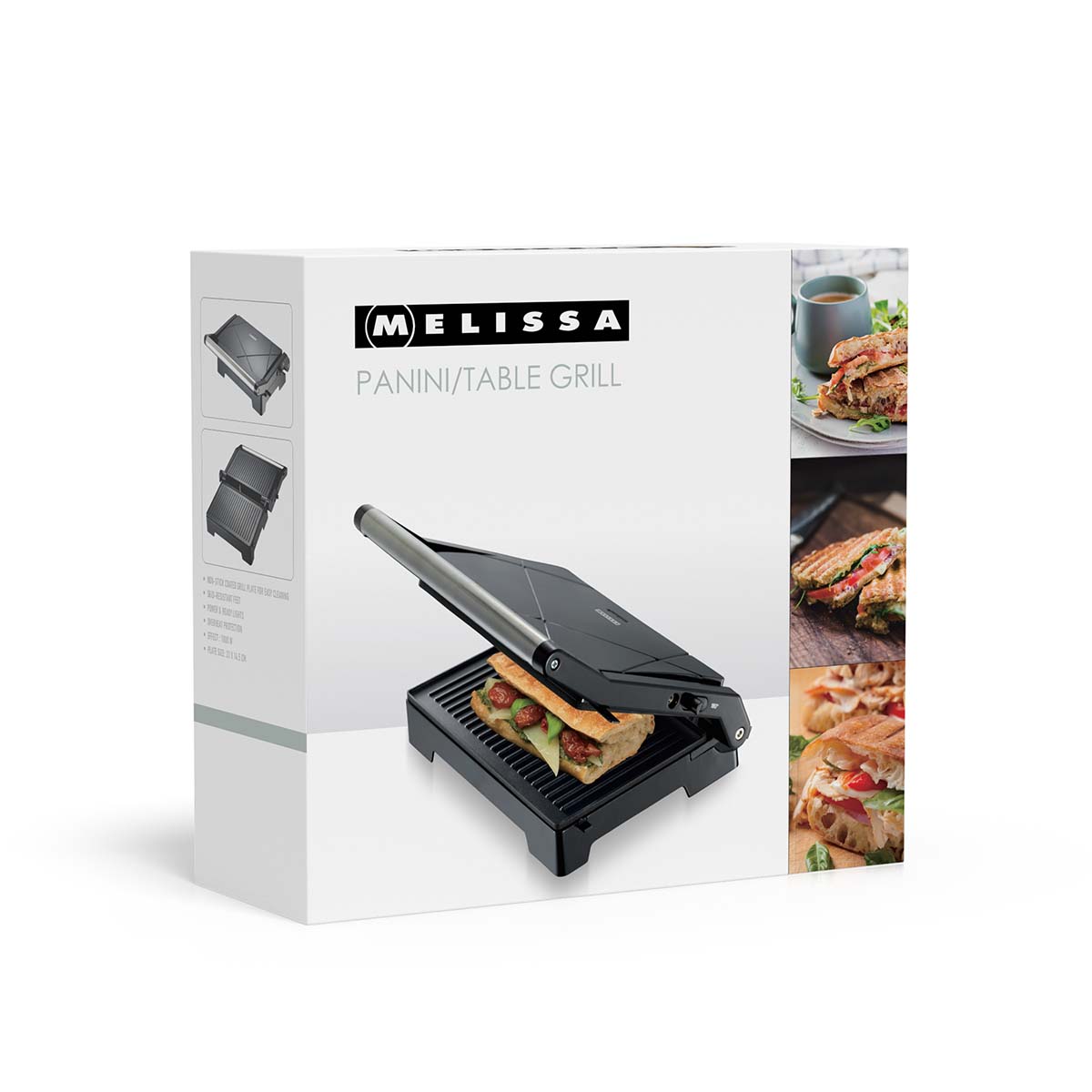 Panini-Grill und Kontaktgrill mit Antihaftbeschichtung und Überhitzungsschutz 1000W schwarz