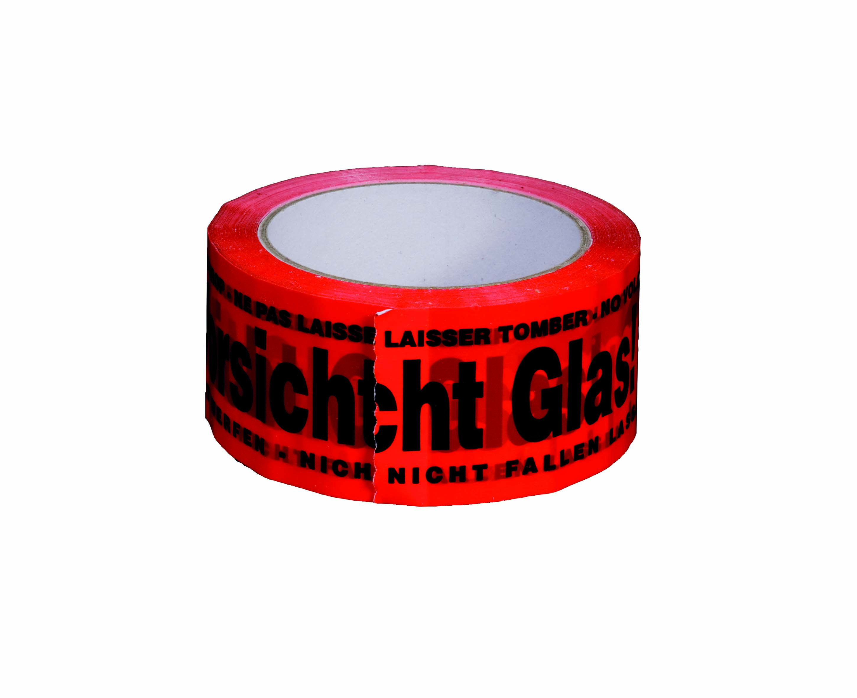PP Signalklebeband "Vorsicht Glas" - 3-sprachig, 6St. in Folie, 36St. im Karton