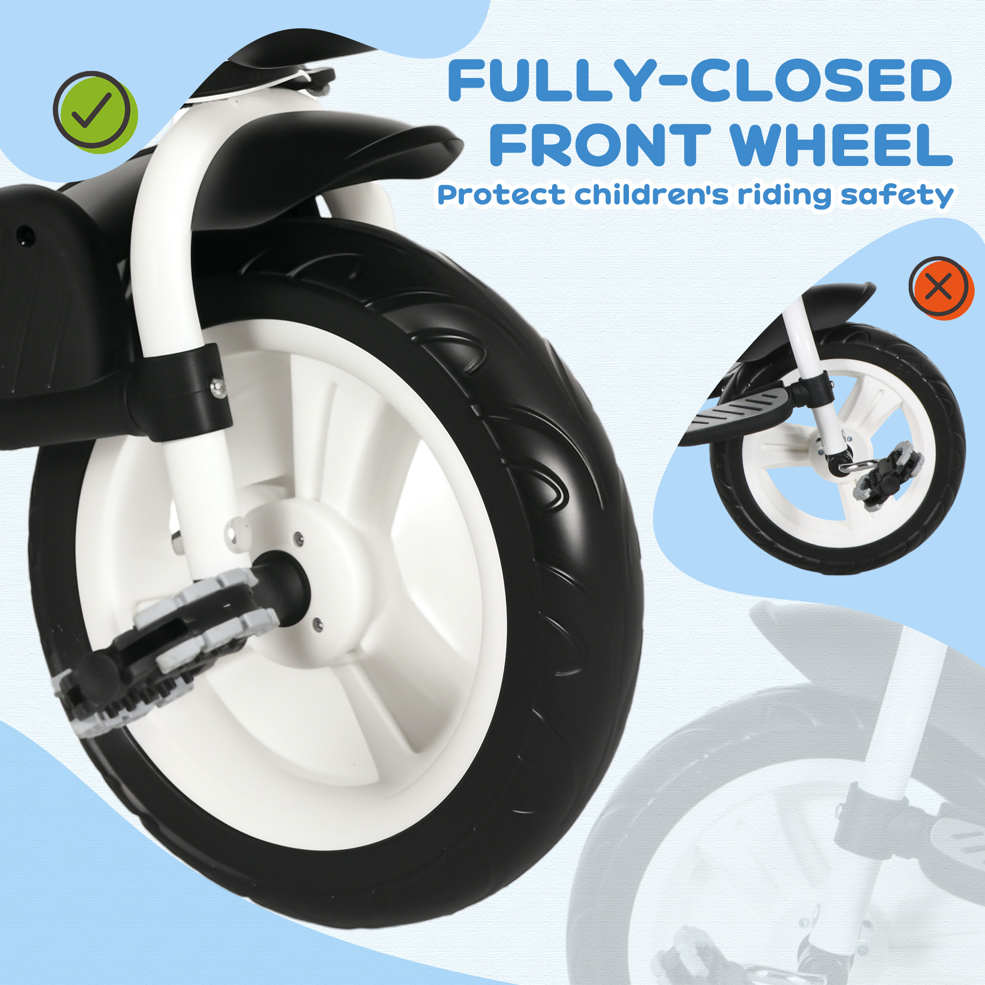 6-in-1 Kinderdreirad mit Schiebestange, Dach, Gurt, Ablagekorb, 18+ Monate, Dunkelblau