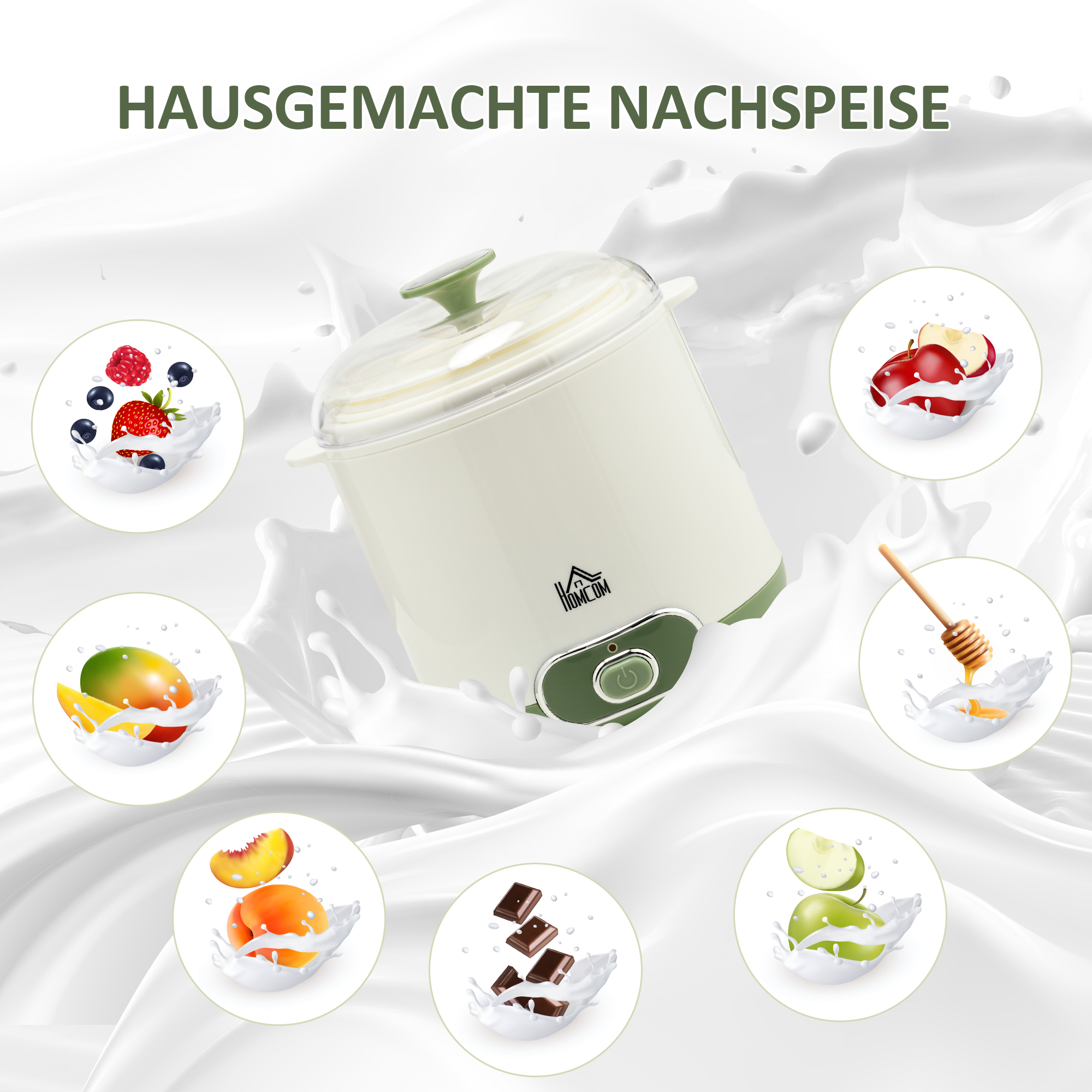 Joghurtbereiter, 1,5 L Joghurtmaschine mit 2 Gläsern, Sieb, Deckel, 20 W Joghurt-Maker für griechischen Joghurt, für 3-5 Personen, 19,5x17,5x21,4 cm, Weiß