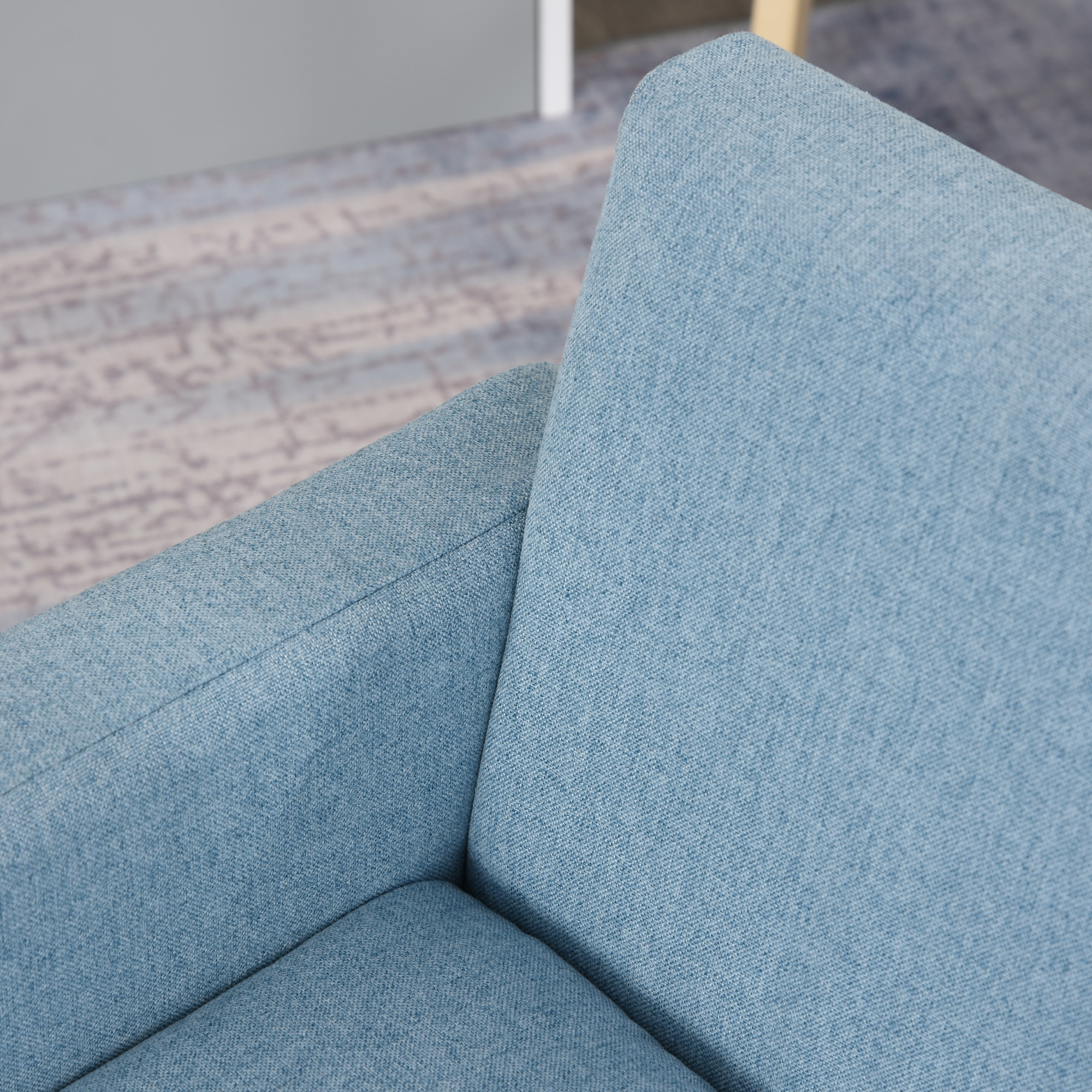 Kindersessel Kindersofa mit Leinen-Optik, massiven Holzfüßen Sessel aus Schaumstoff Kinderstuhl für Kinderzimmer, Spielzimmer, 49 x 45 x 44 cm, für Kinder 3-5 Jahre Blau