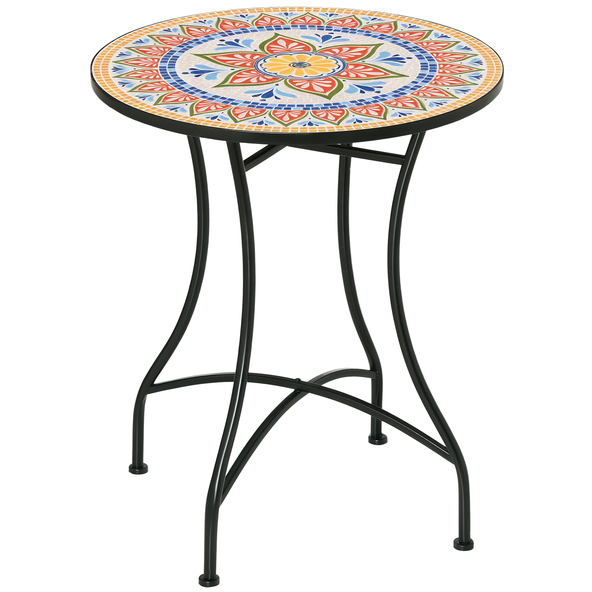 Gartentisch Ø60 cm, Wetterfest Balkontisch aus Metall, Esstisch Outdoor, Campingtisch Beistelltisch, rund Terrassentisch für Garten Terrasse Balkon Rot+Blau+Weiß Gartentisch Ø60 cm, Wetterfest Balkontisch aus Metall, Esstisch Outdoor, Campingtisch Beistelltisch, rund Terrassentisch für Garten Terrasse Balkon Rot+Blau+Weiß