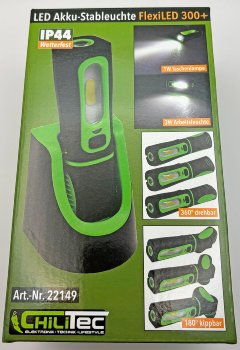 LED Stableuchte mit Akku "FlexiLED 300+", Ladeschale, Magnethalter, 3W, 250lm,IP44