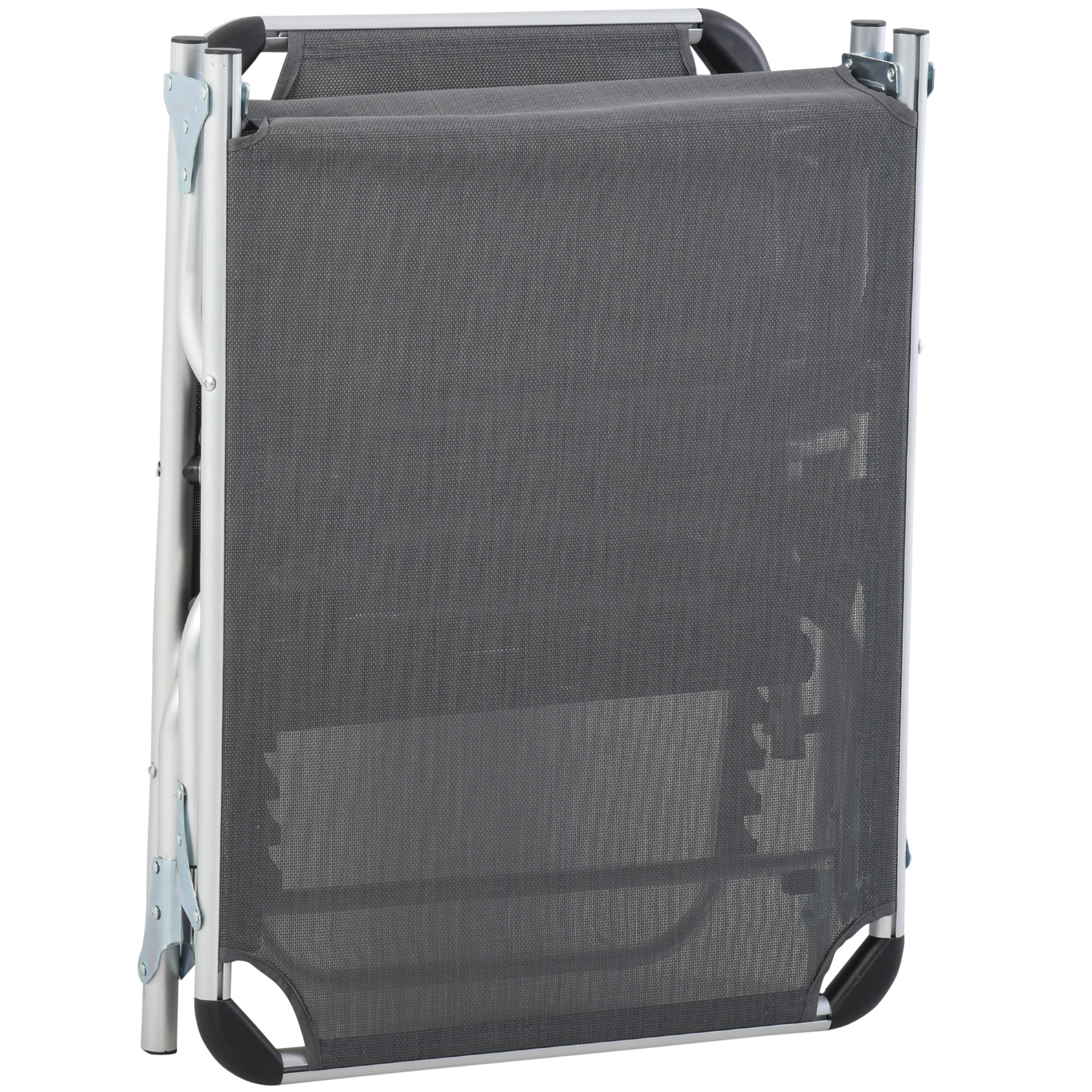 Sonnenliege faltbar Gartenliege mit Kopfkissen Liegestuhl mit der 4-stufig verstellbaren Rückenlehne Campingliege bis 120 kg belastbar für Outdoor-Park, Garten, Grau